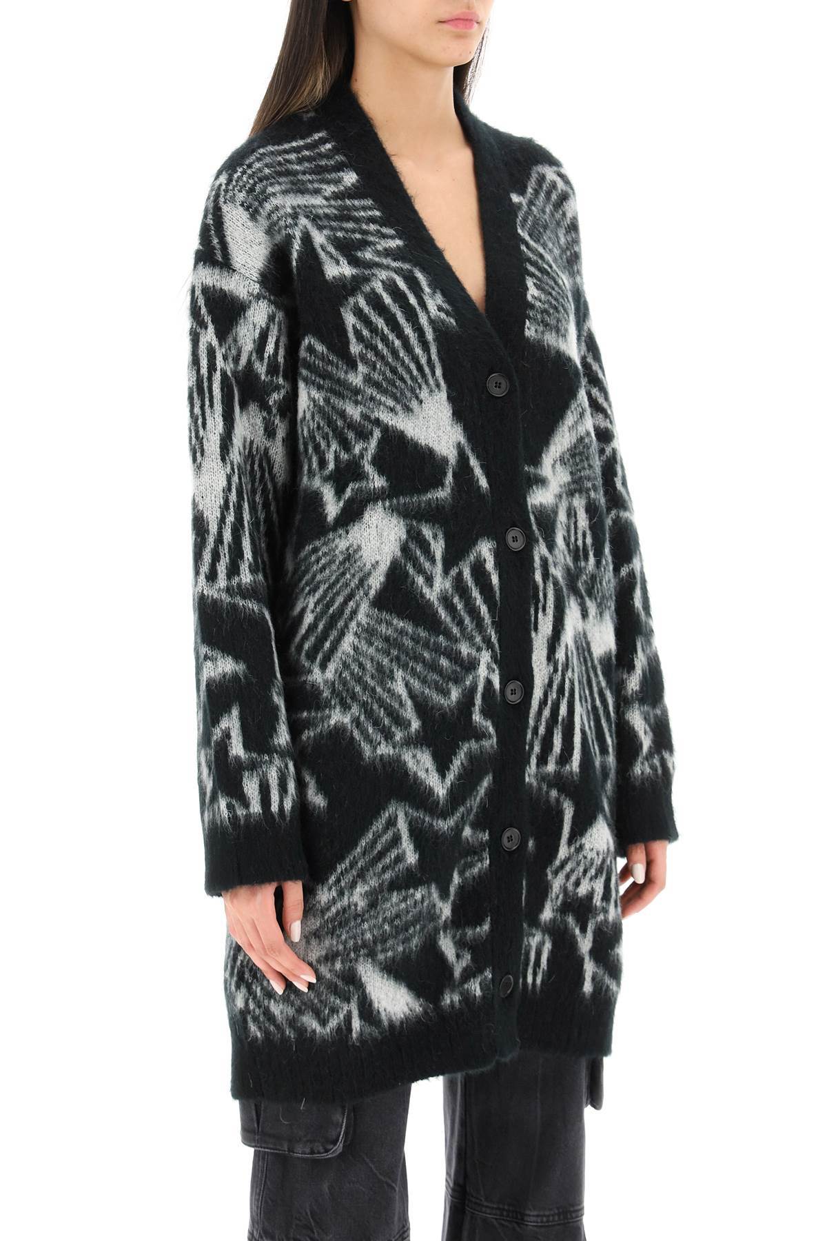 Msgm Star-print Intarsia Cardigan In Black