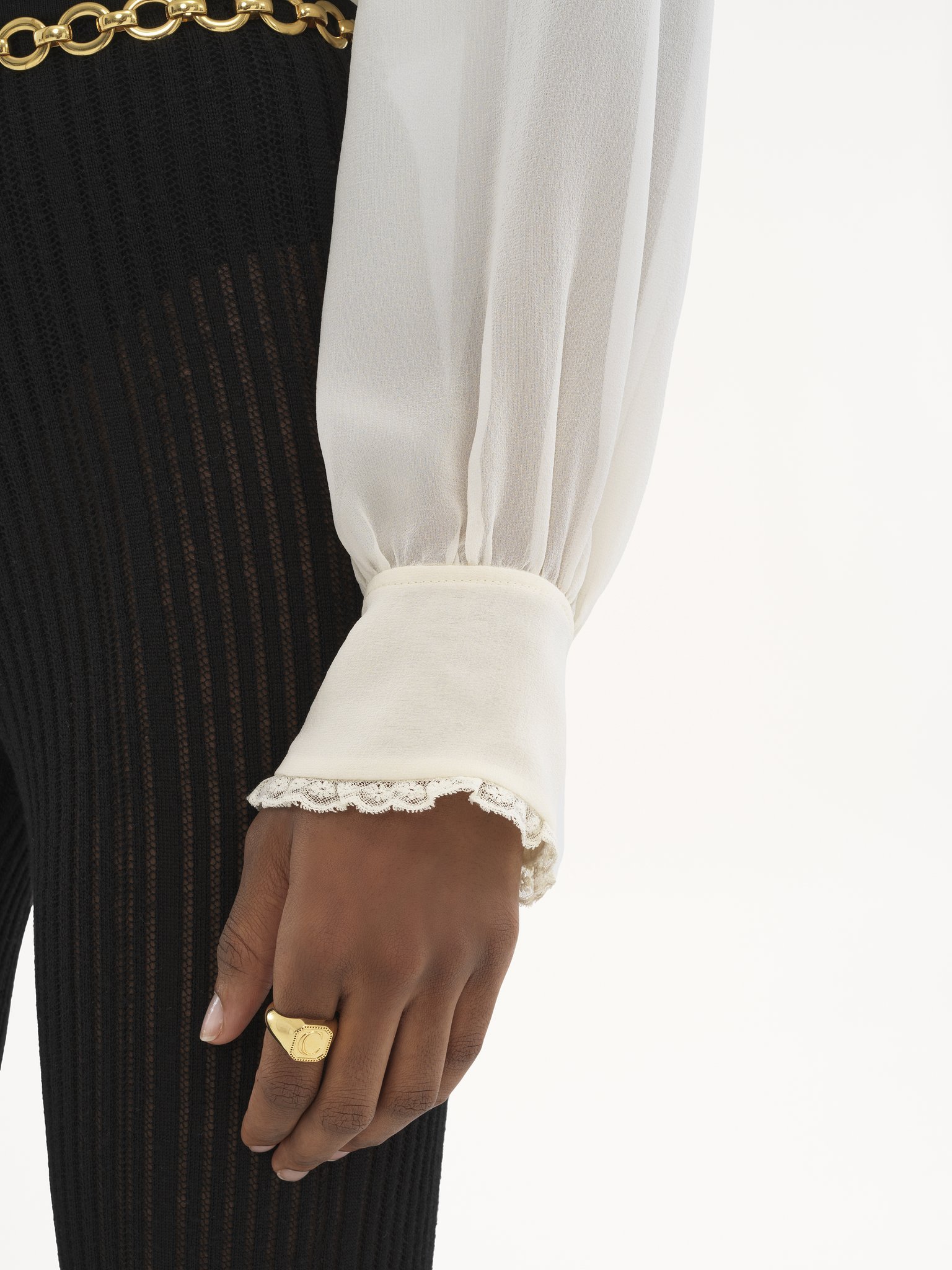 Chloé Lace-trimmed Ruffled Silk Blouse In White
