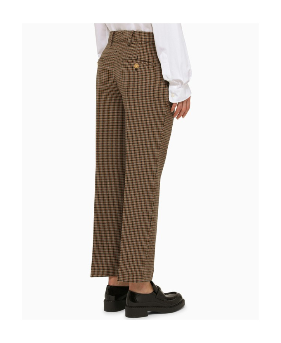 Prada Houndstooth Trousers In Brown