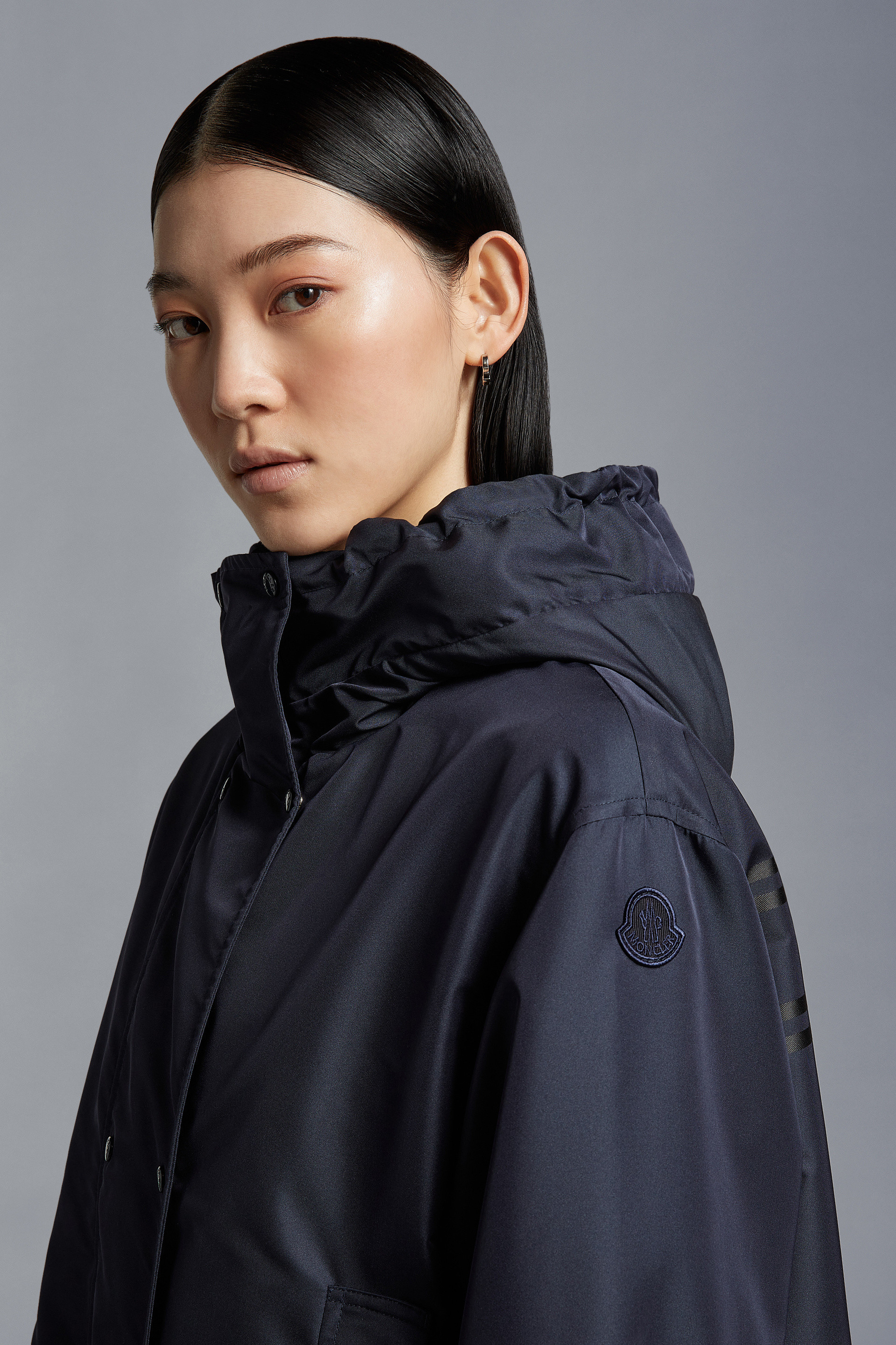 Shop Moncler Sarran Parka Coat In Blue