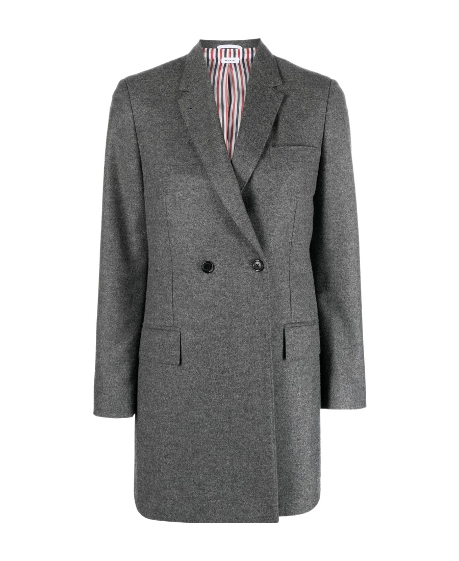 Thom Browne Wool Flannel Double Breasted Sportcoat In Gray