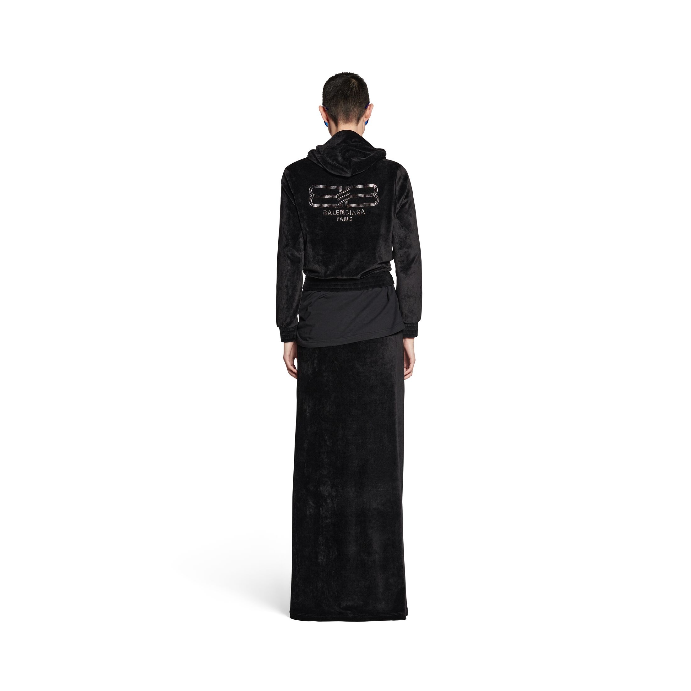 Balenciaga Velvet-effect High-waisted Skirt In Black