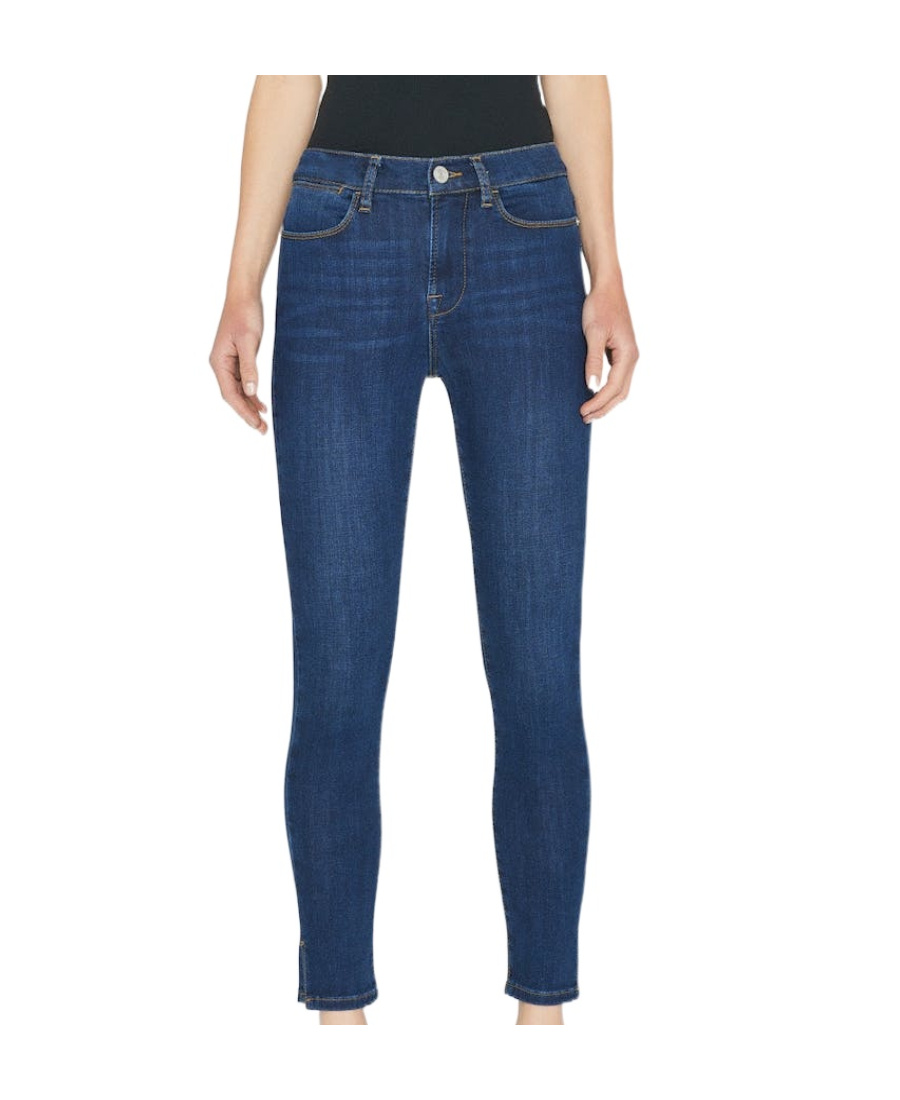 Frame Le High Slit Hem Ankle Skinny Jeans In Blue