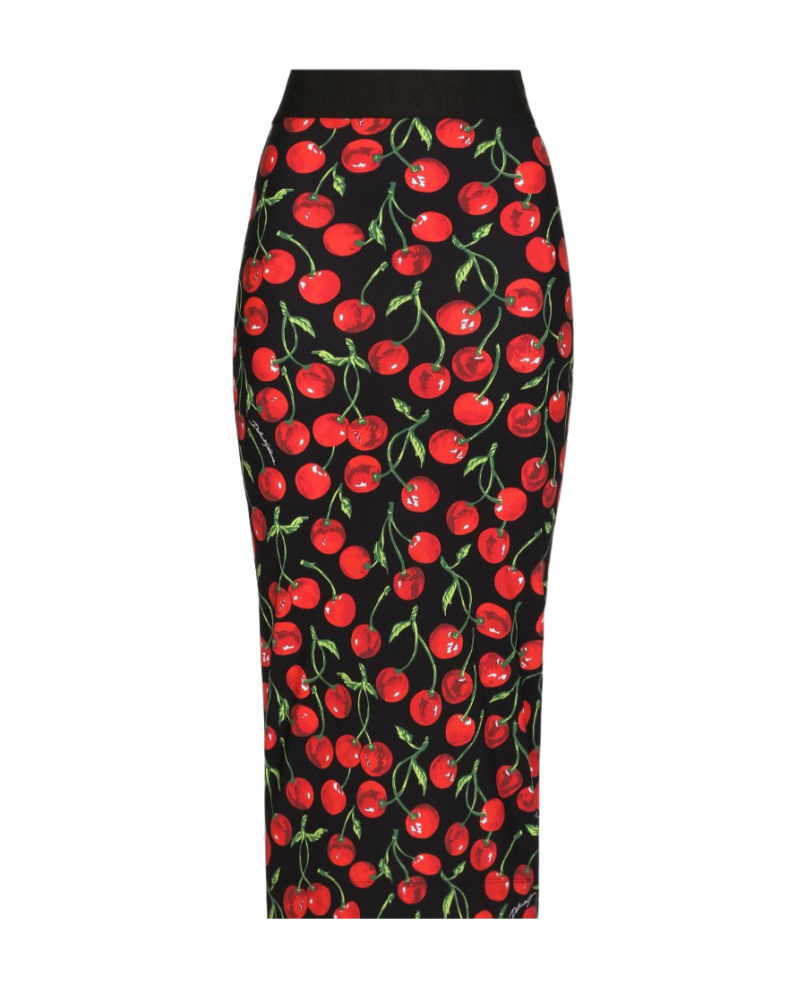 Dolce & Gabbana Dolce Gabbana Cherry-printed High-waist Midi Pencil Skirt In Multi