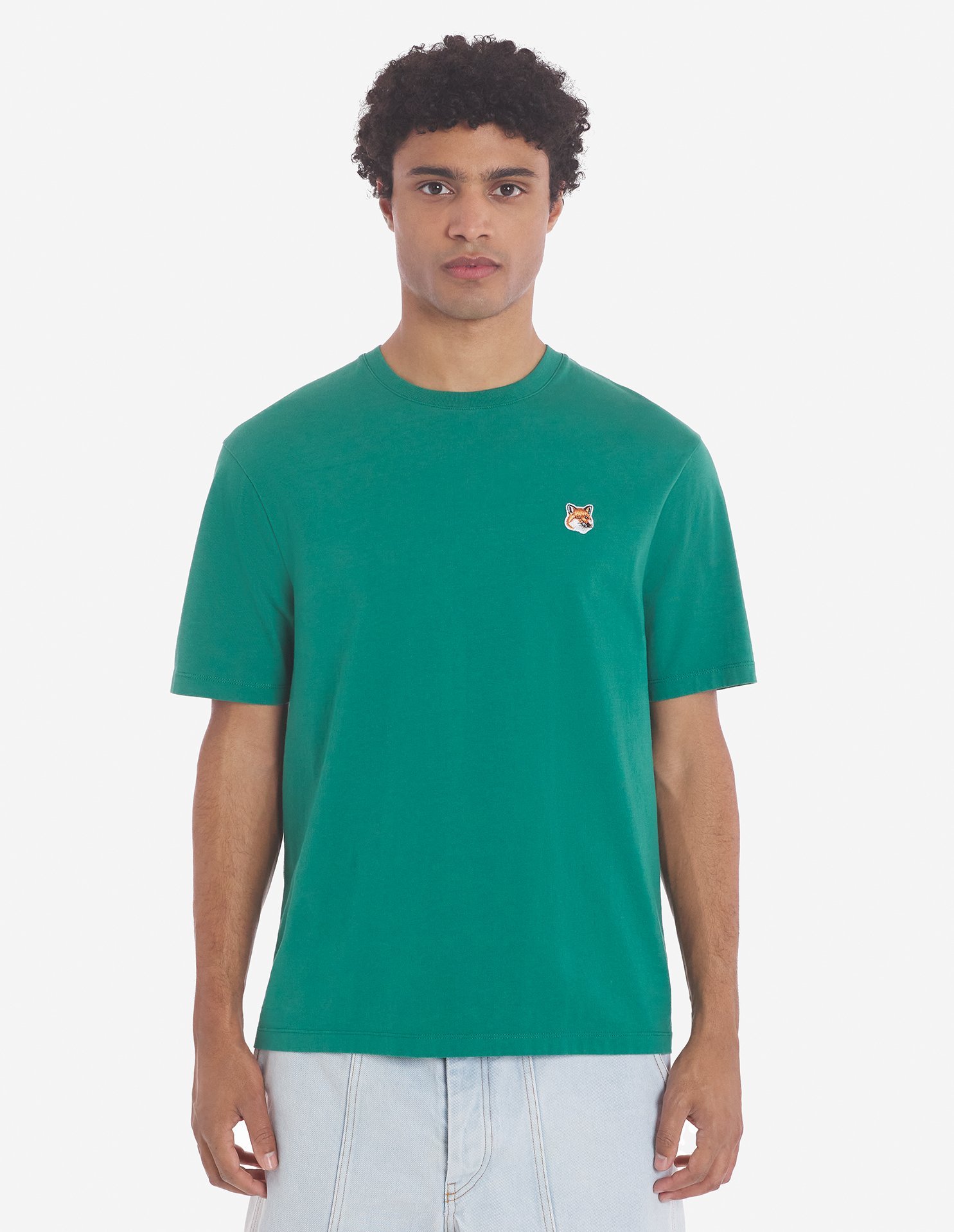 Maison Kitsuné Fox Head Patch Regular Tee Shirt In Green