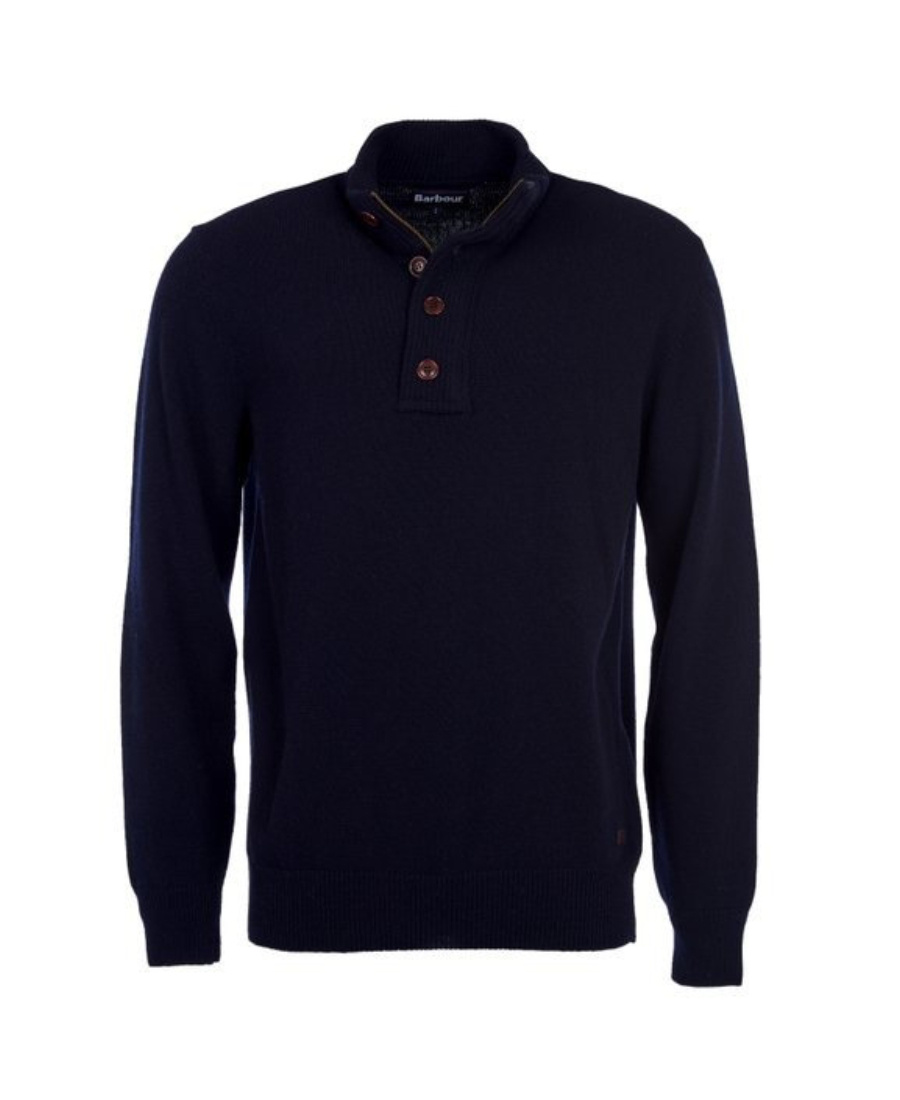 Barbour High-neck Half Buttoned Knit Jumper In Black
