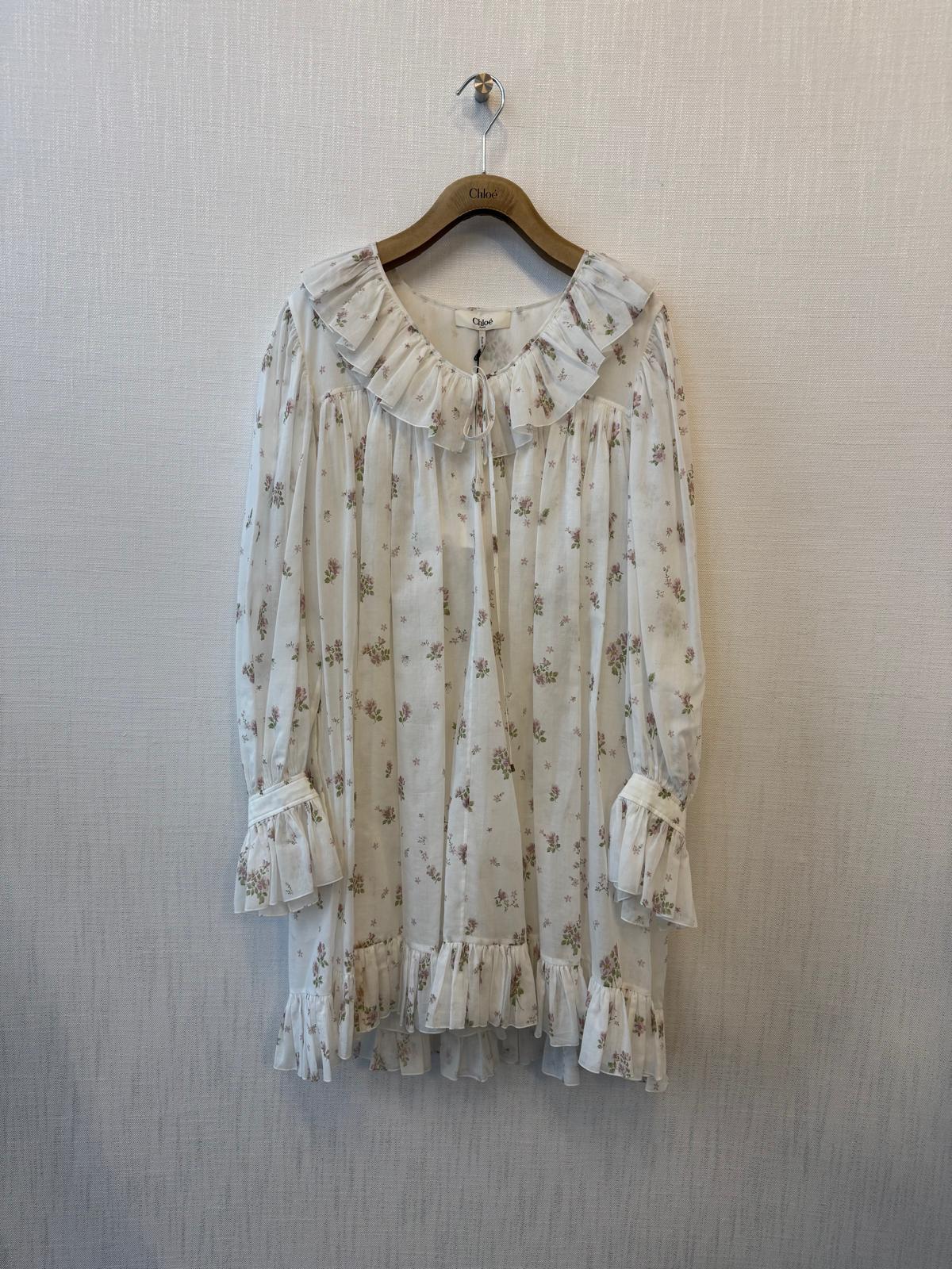 Chloé Cotton Mini Dress In Gray