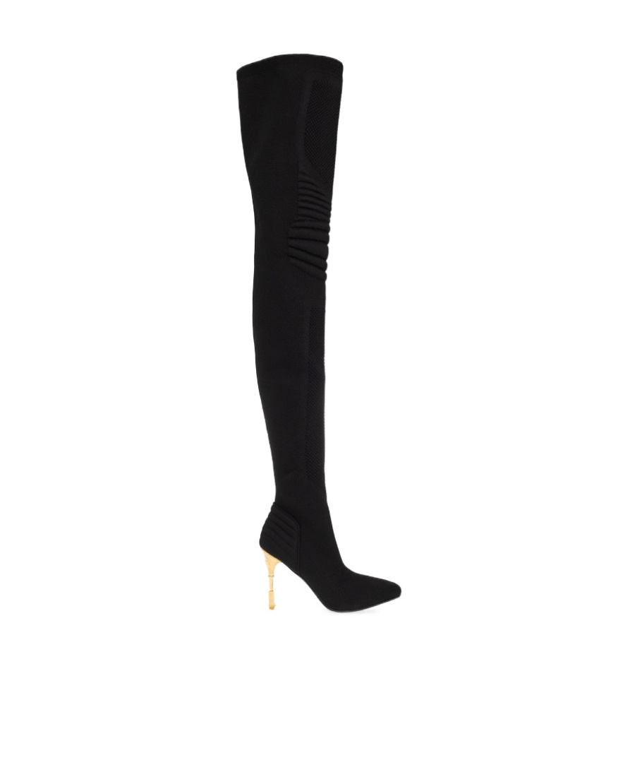 Balmain Medusa Sculpted-heel 100mm Boots In Black