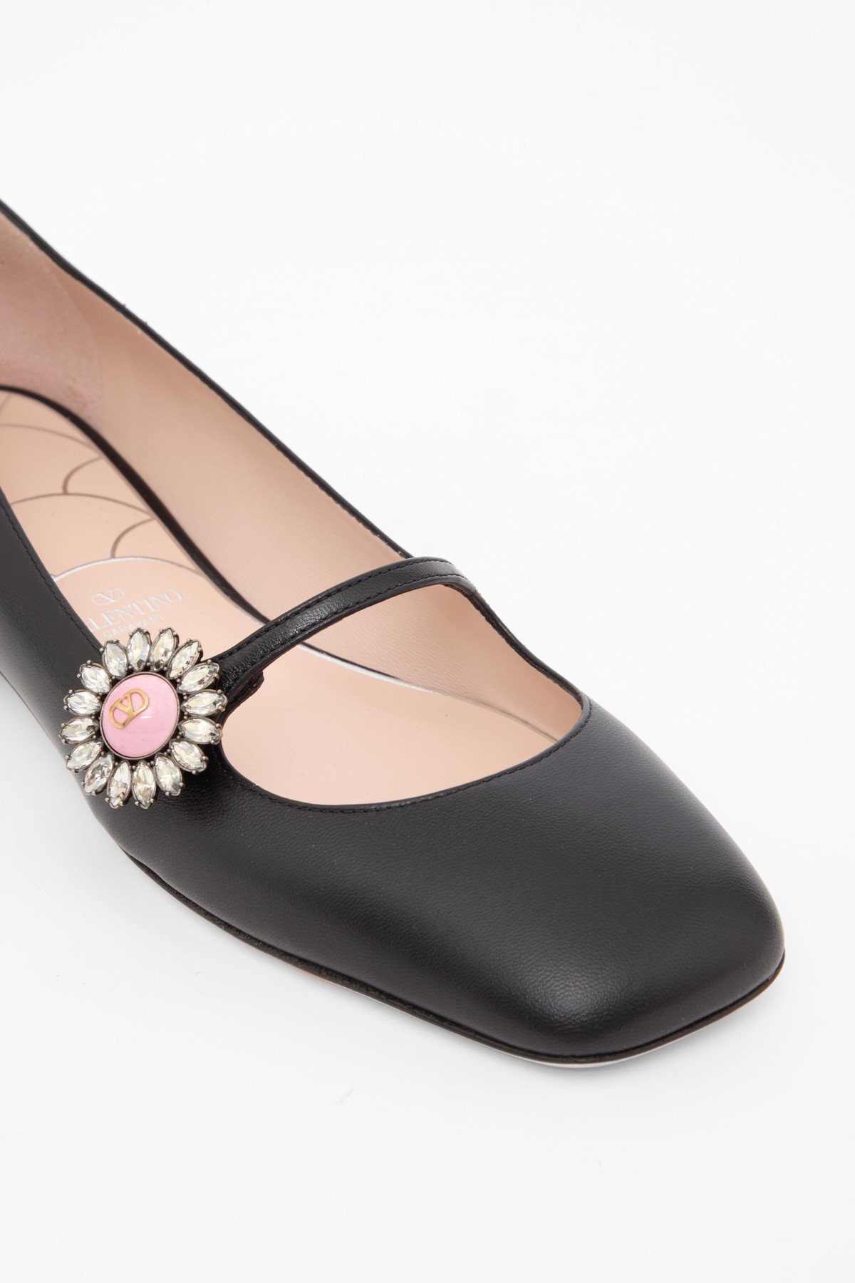 Valentino Square-toed Flats In Black