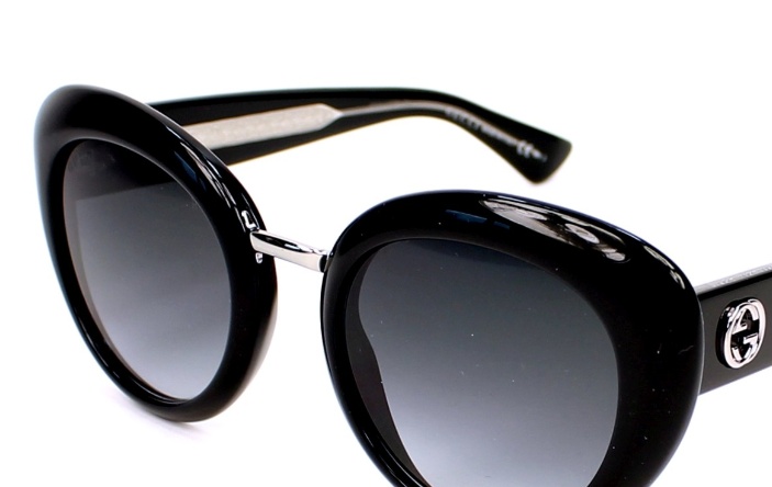 Gucci Black Round-frame Sunglasses In Black