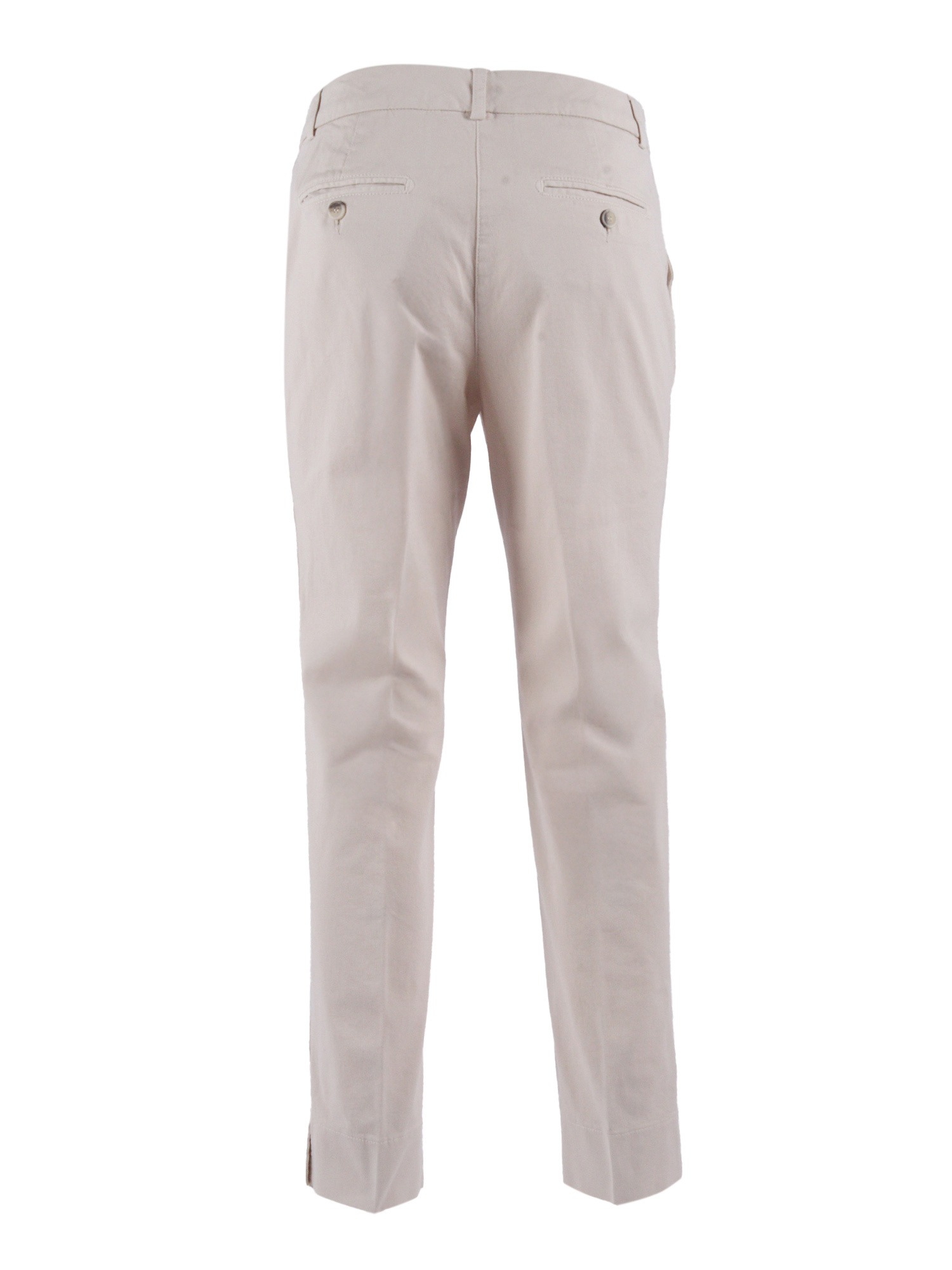 Peserico Straight Leg Tailored Trousers With Decorative Tab In White