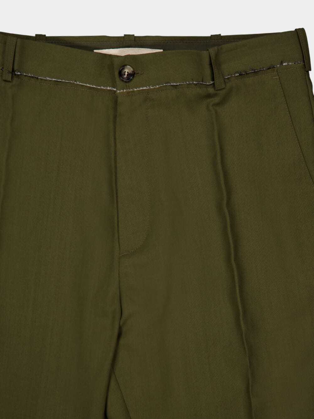 Marni Pleat-detail Wool Trousers In Green