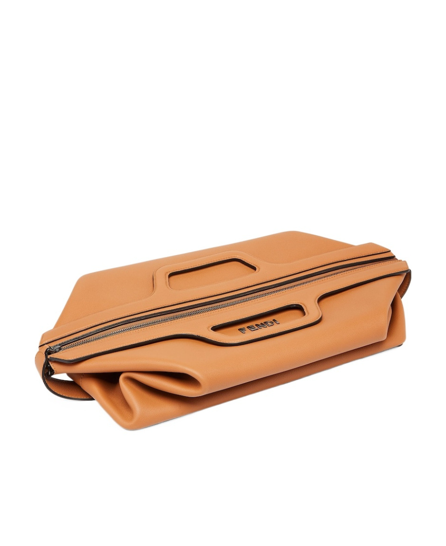 Fendi Logo-lettering Leather Duffle Bag In Brown