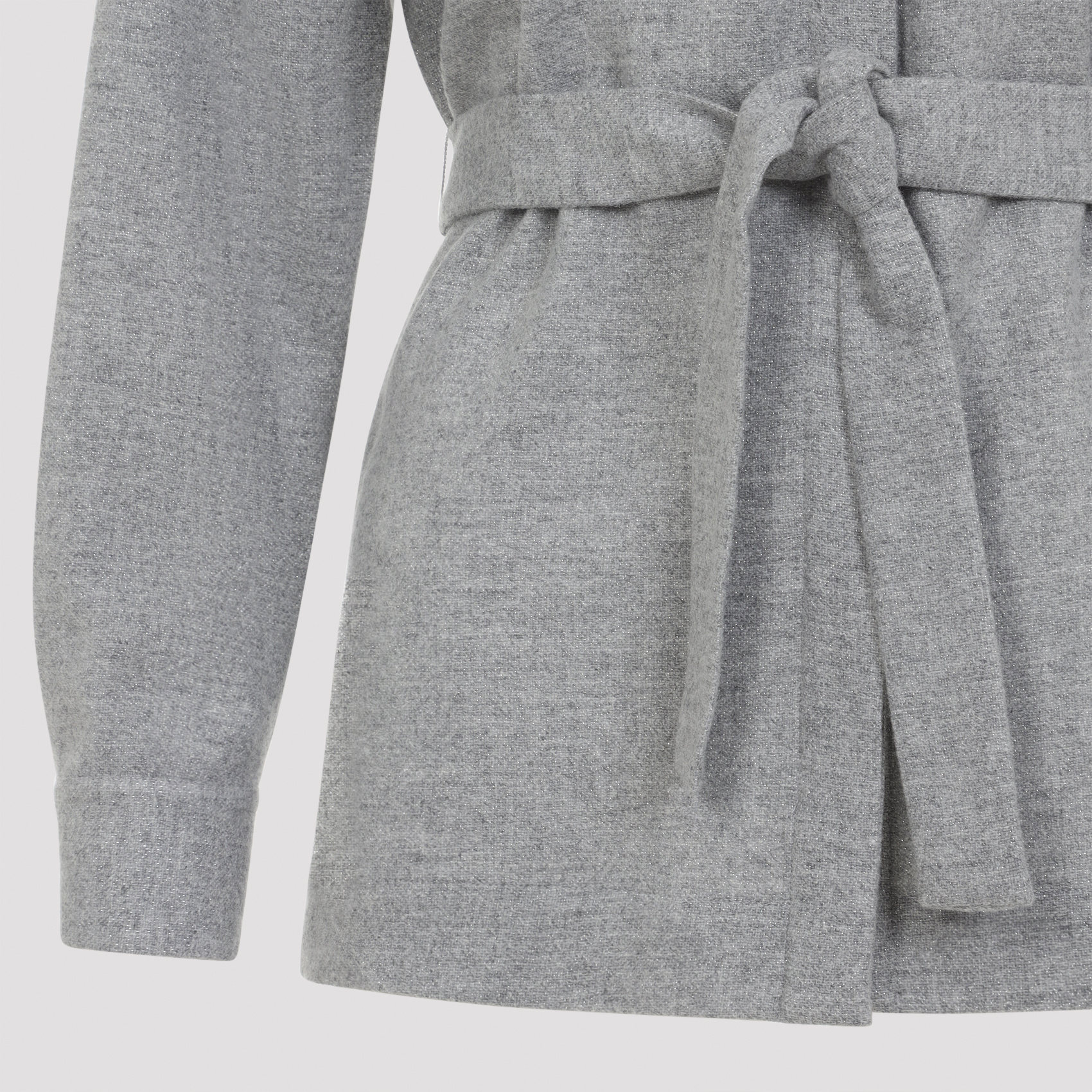 Peserico Pointed Collar Stone Grey Virgin Wool Flannel Shirt In Gray