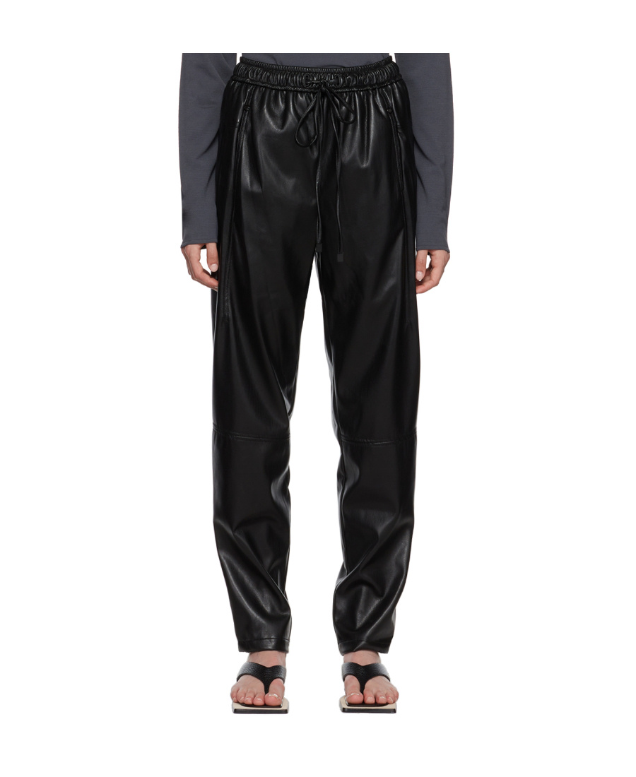 Low Classic Faux-leather Drawstring Trousers In Black