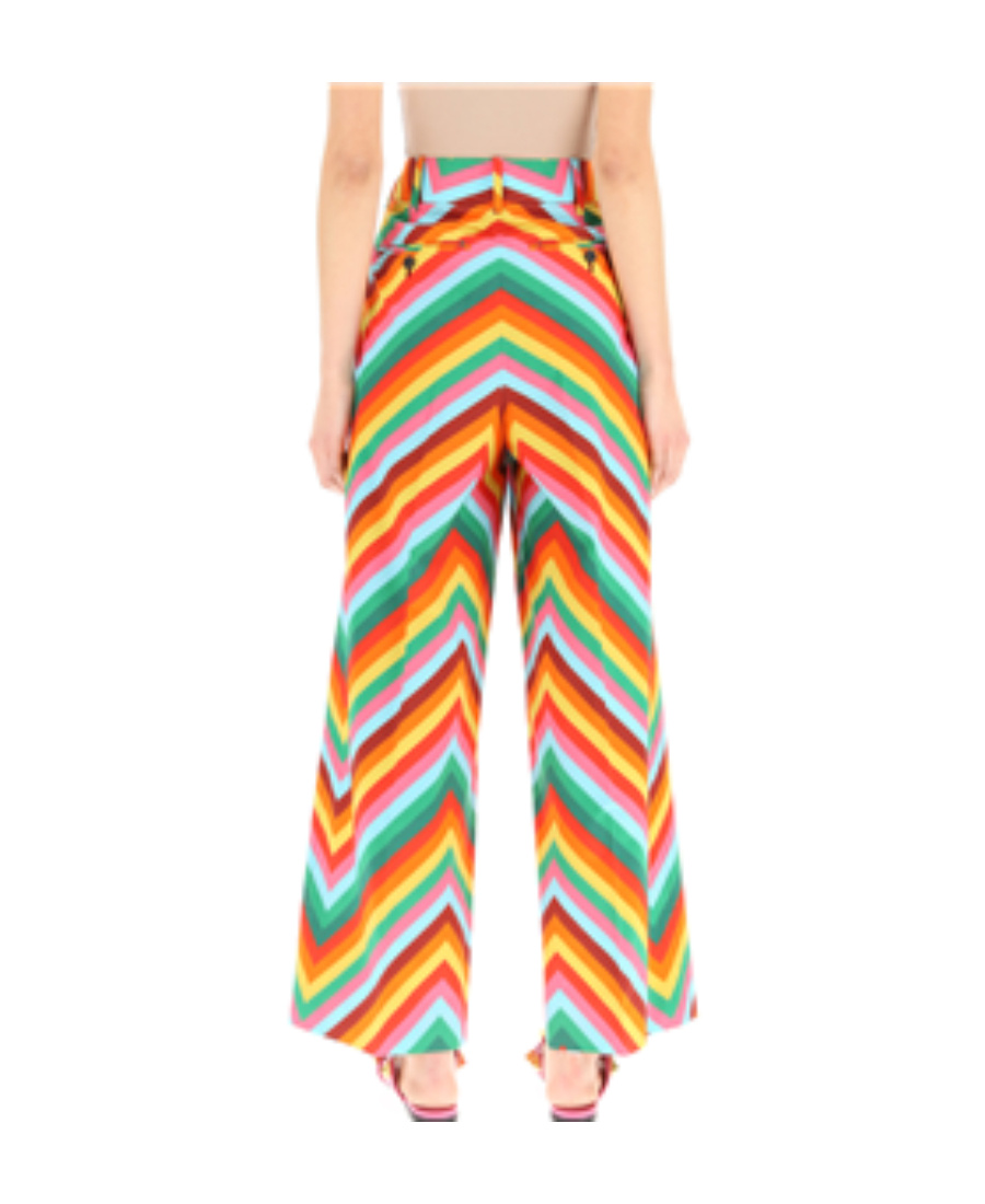 Shop Valentino Chevron-pattern Cropped Trousers In Multicolor