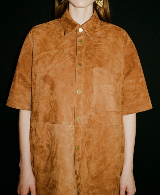 Darkpark Suede Buttoned Shirt In Brown