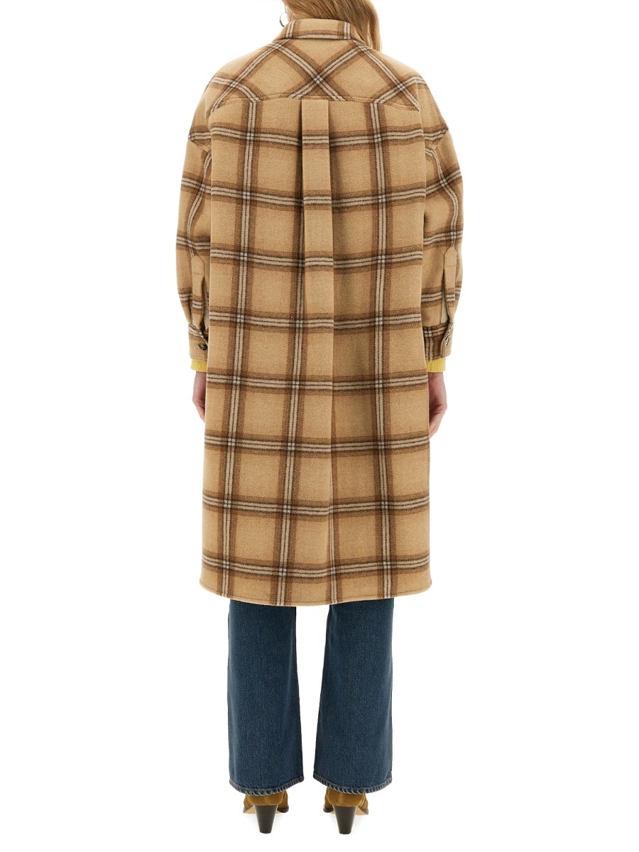 Isabel Marant Light Brown Fontizia Checked Wool Coat In Nude