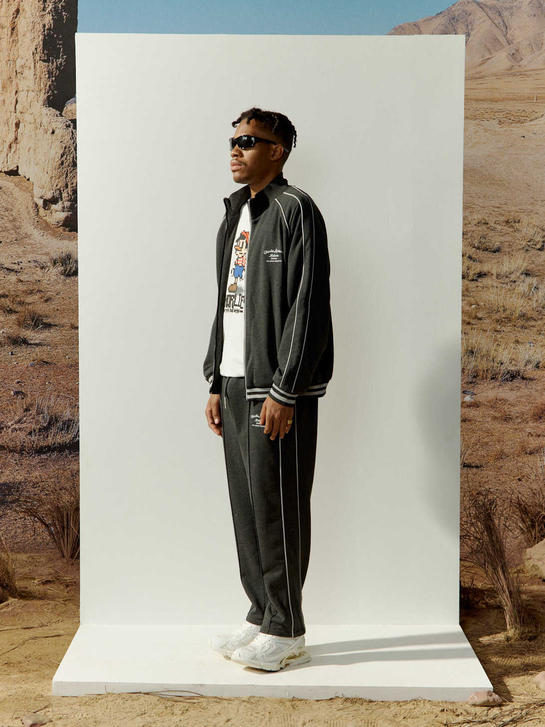 Charlie Luciano Dark Gray Logo Sweatpants In Black