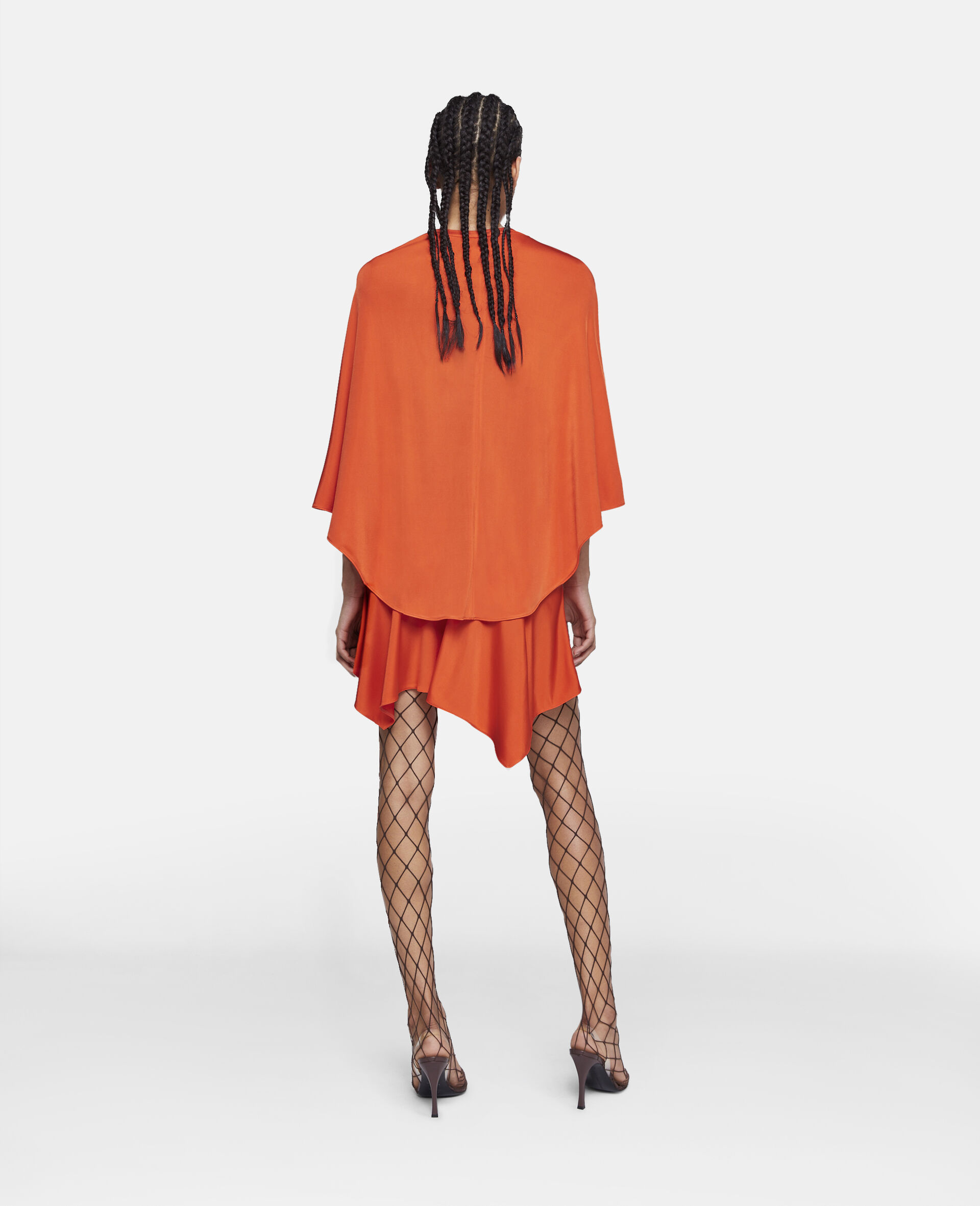 Stella Mccartney Asymmetric Neon Satin-jersey Blouse In Red