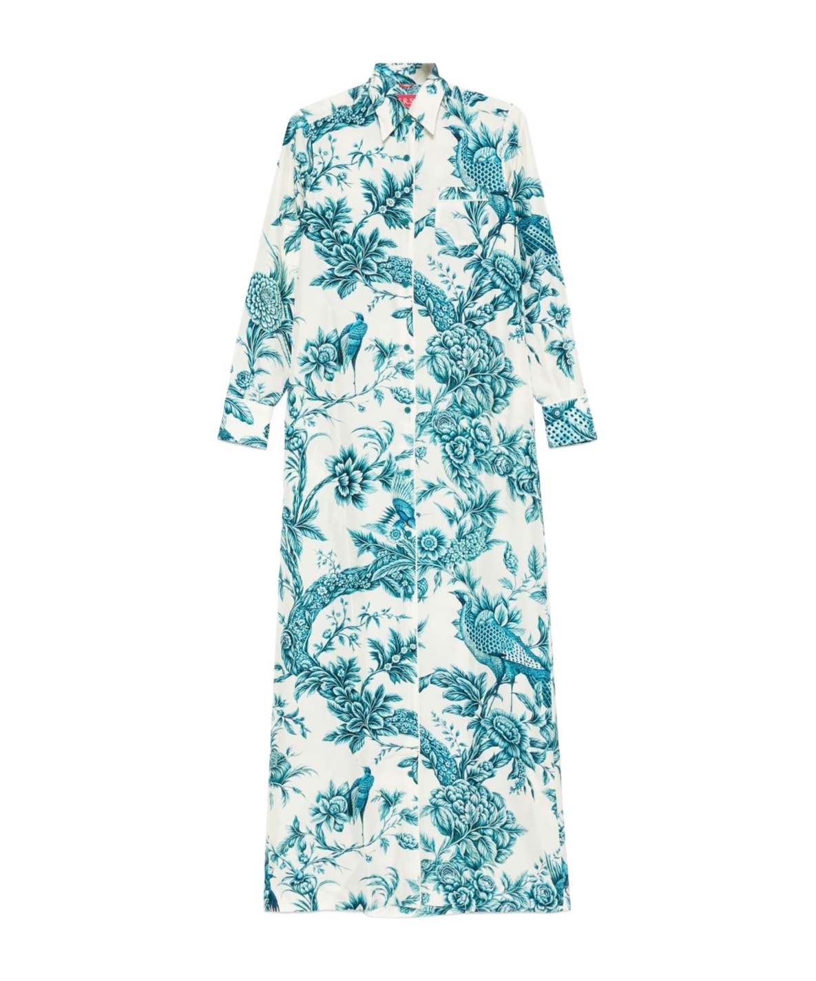 F.r.s For Restless Sleepers For Restless Sleepers Printed Silk Shirt Dress In Blue
