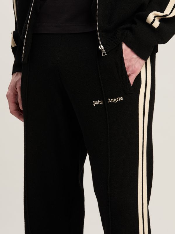 Palm Angels Men's Crochet Side-stripe Track Pants In Black