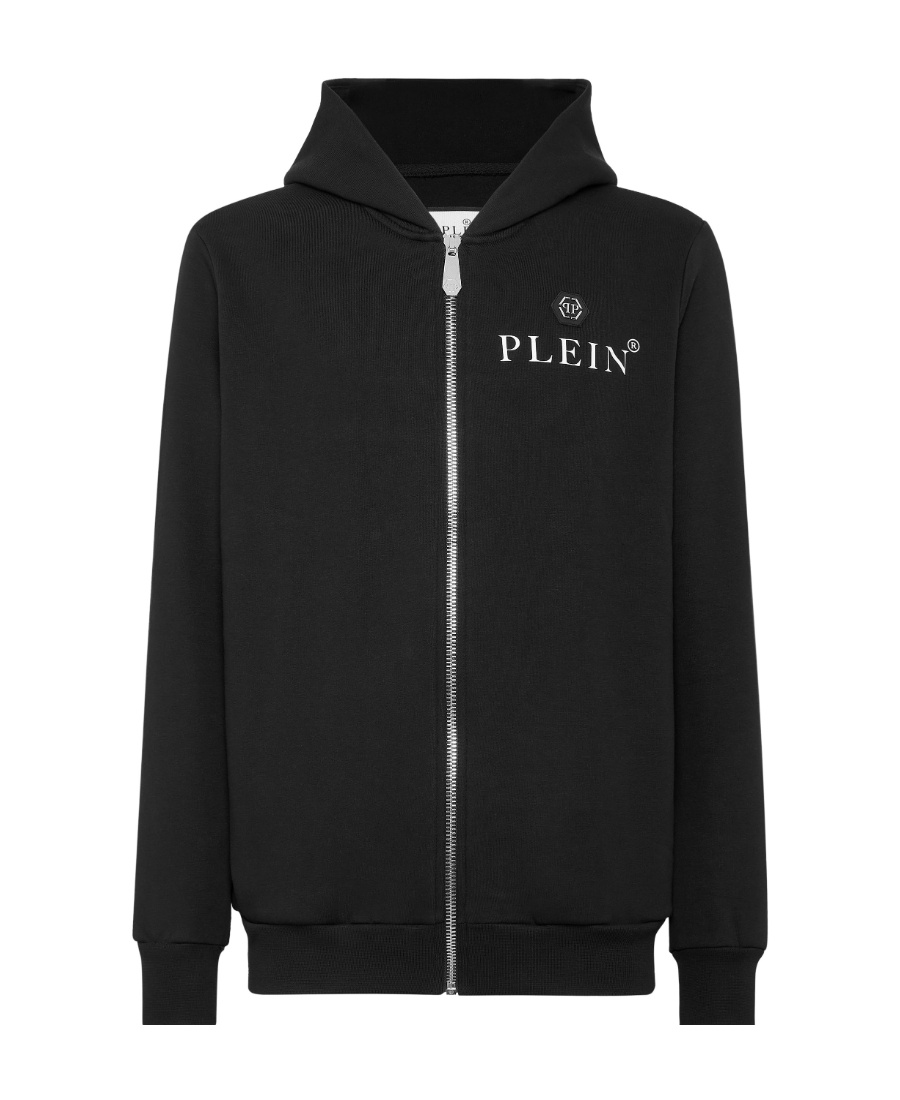 Philipp Plein Black Hoodie With Logo Print In Black