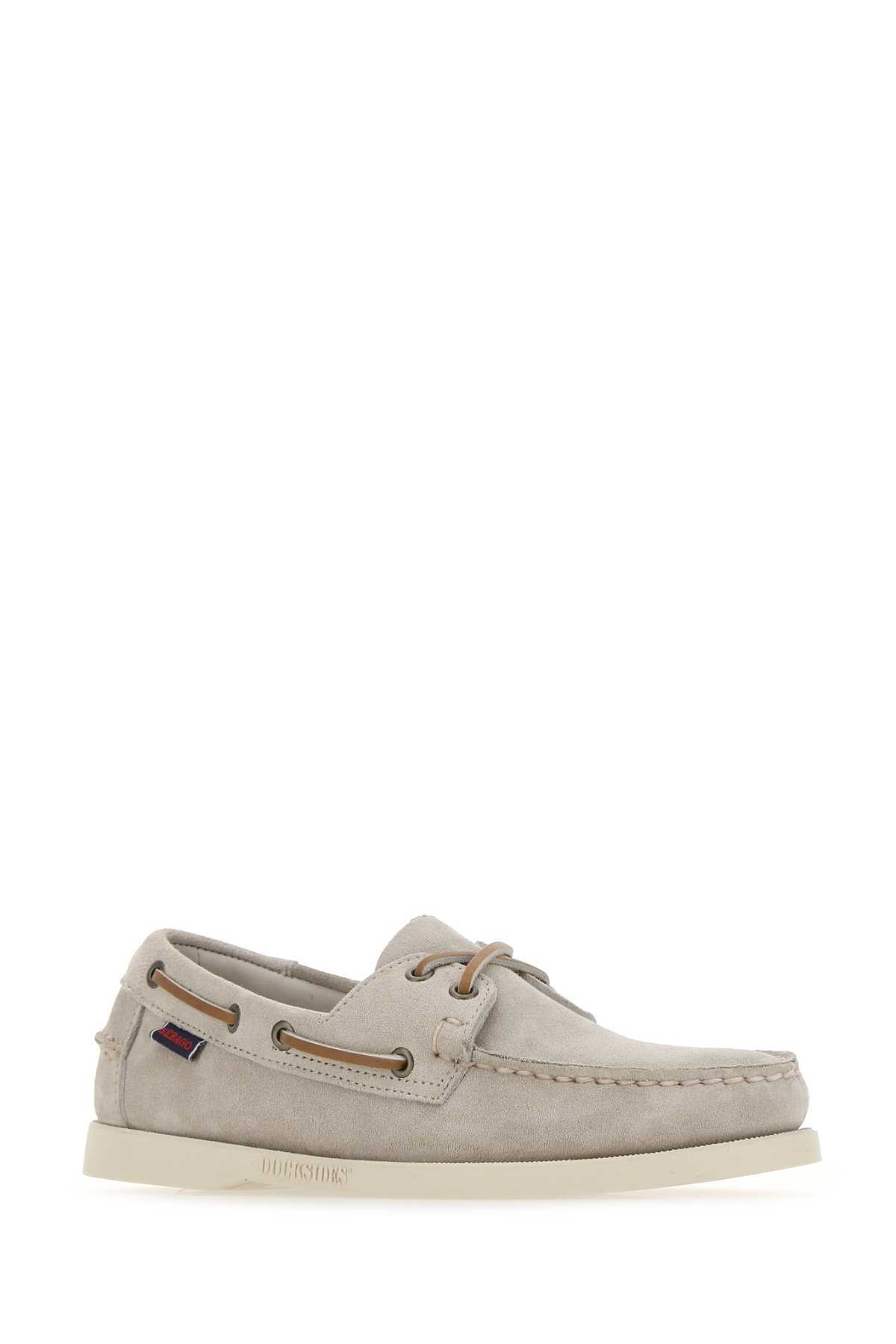 Sebago 'portland Dockside' Beige Loafers With Decorative Laces On The Sides And Contrasting Stitching In Nude