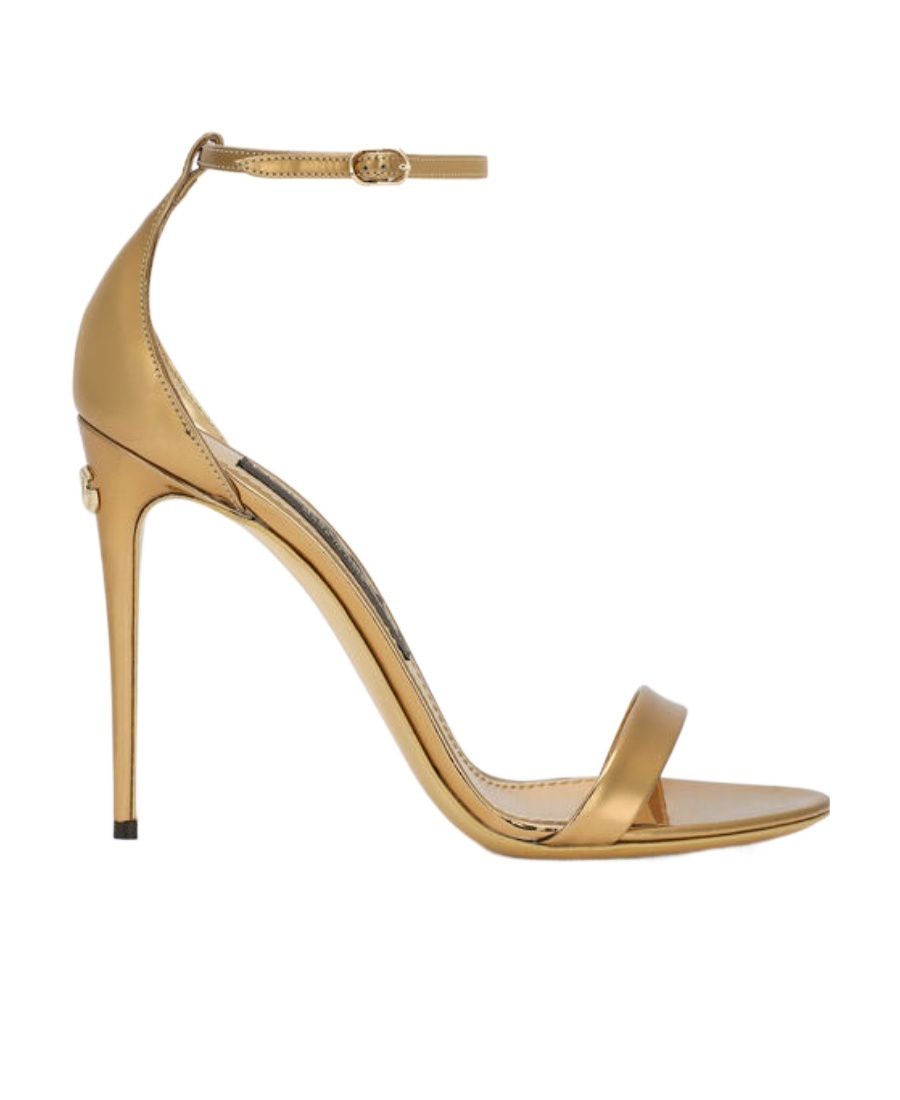 Dolce & Gabbana Keira Sandals In Gold Color Python Leather In Nude