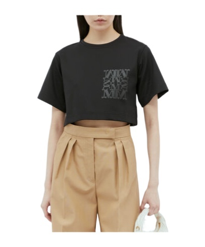 Max Mara Logo Applique Crop Top In Black