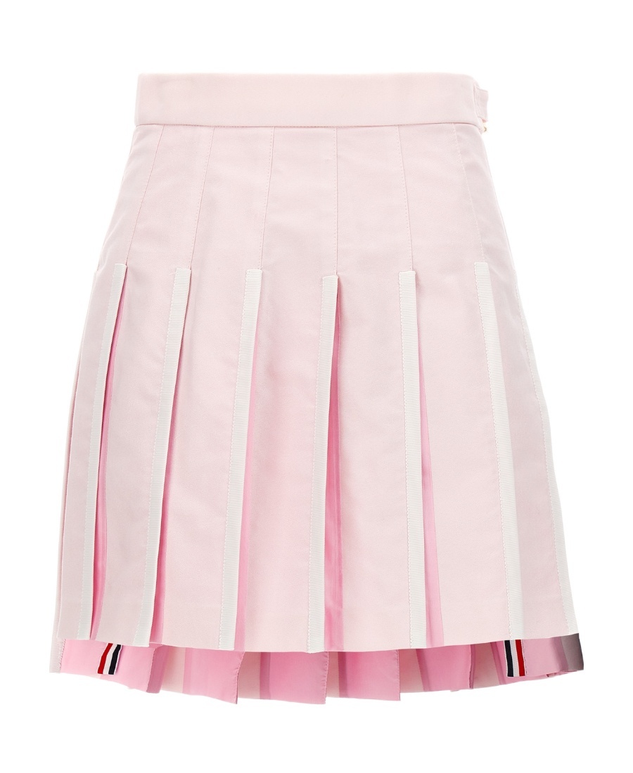 Thom Browne Pleated Oxford Skirt Skirts Pink In Pink