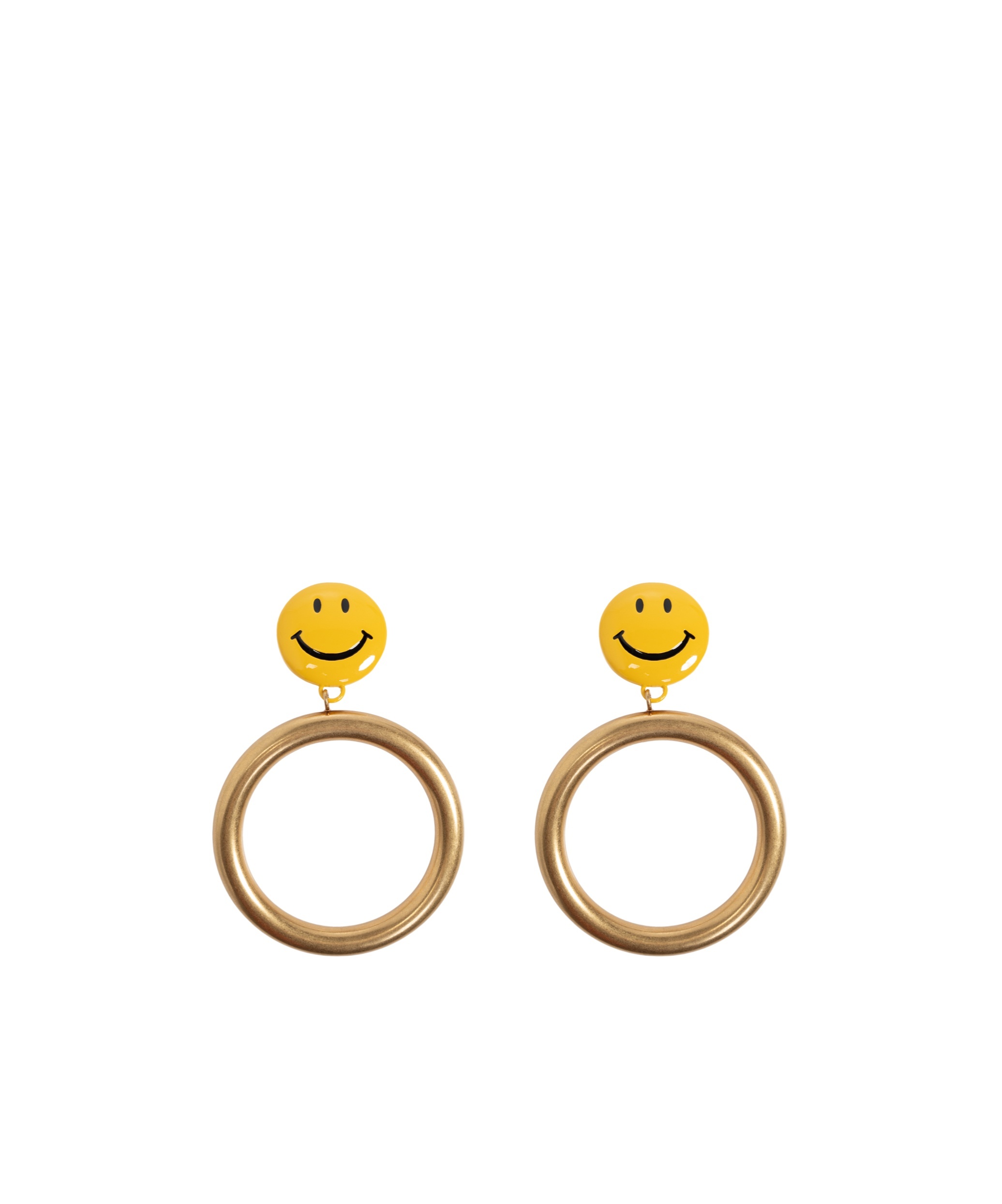 Moschino Round Smile-motif Earrings In Yellow