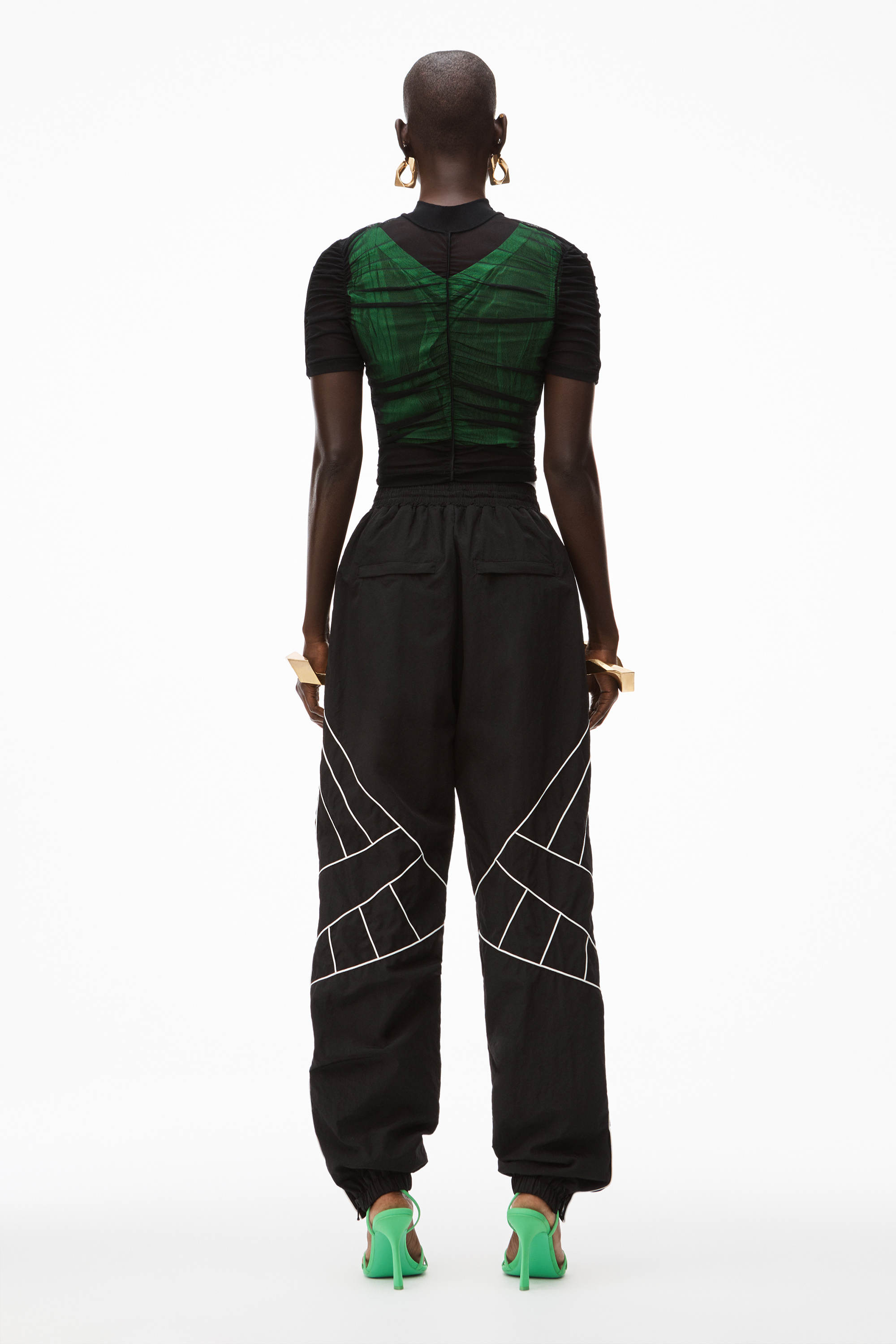 Alexander Wang Pipe-trim Drawcord Track Pants In Black