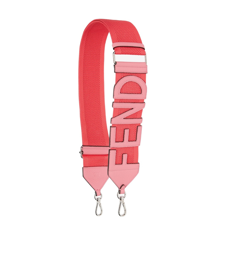 Fendi Logo-embroidered Leather Shoulder Strap In Red