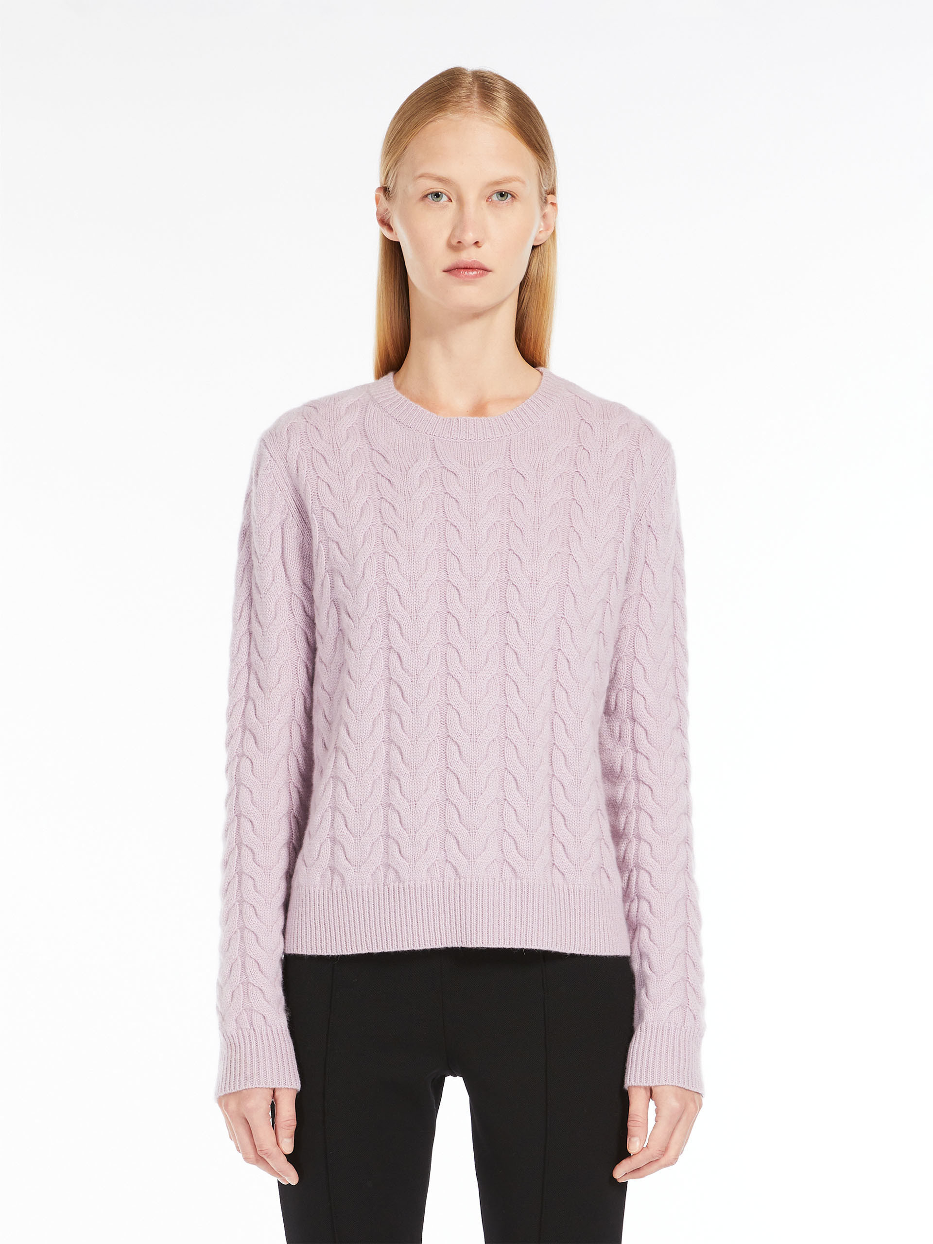 Max Mara Twisted Knitted Cashmere Sweater In Purple