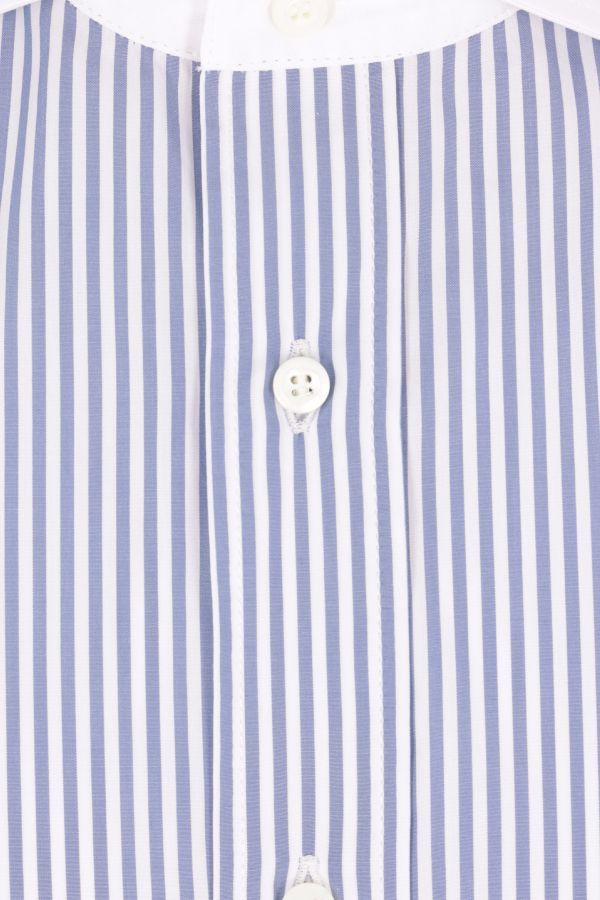 Brunello Cucinelli Striped Cotton Poplin Shirt In Blue