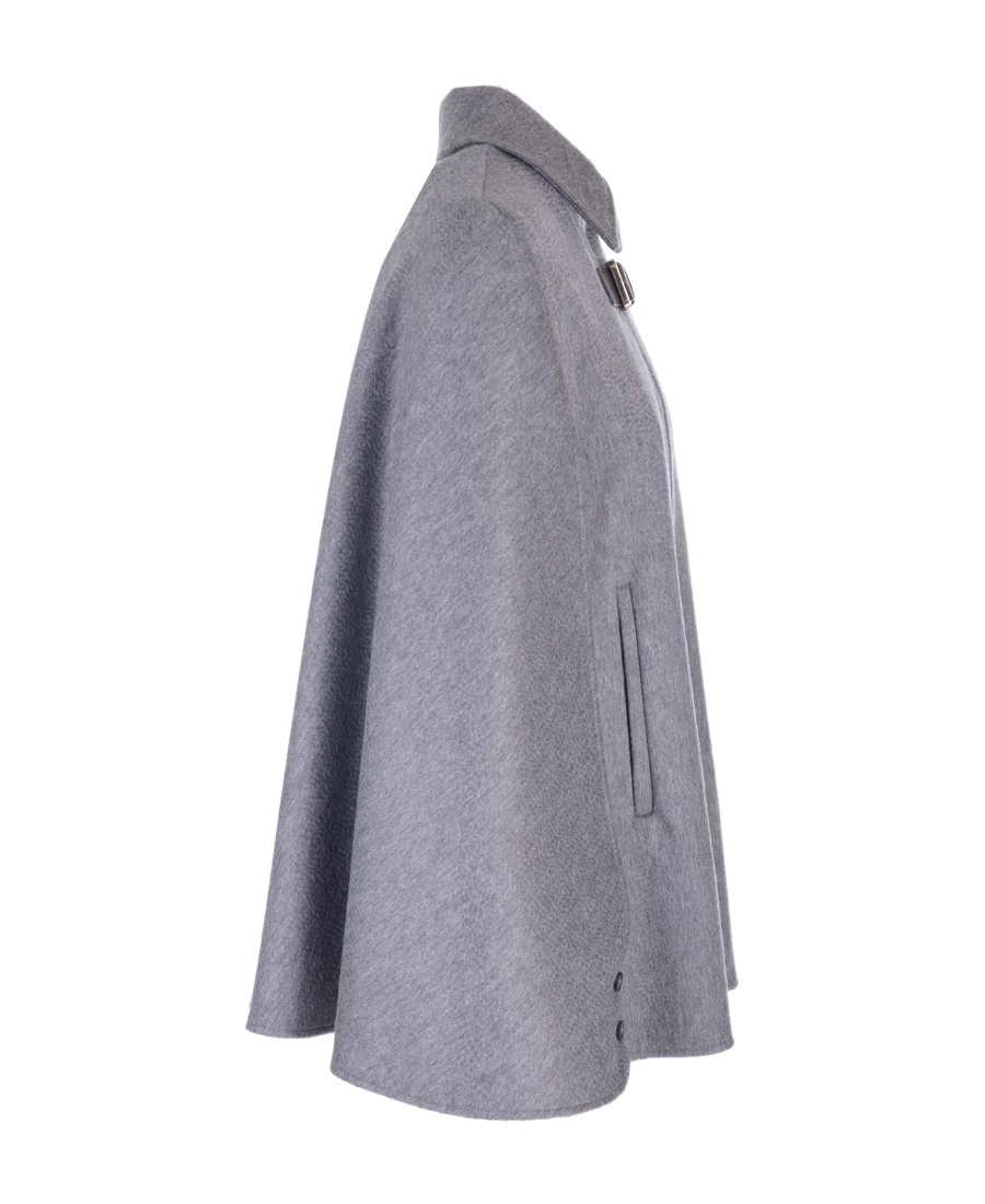 Max Mara Gray Oblique Cape In Virgin Wool And Cashmere In Gray