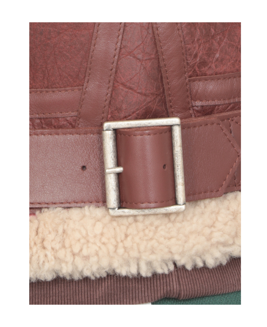 Golden Goose Sherling Leather Jacket In Red
