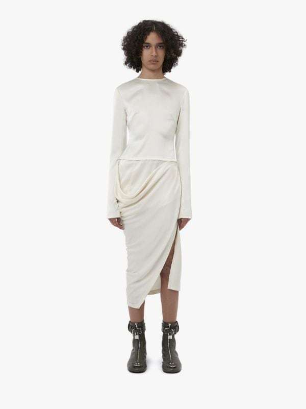 Jw Anderson Asymmetric Draped Dress In White