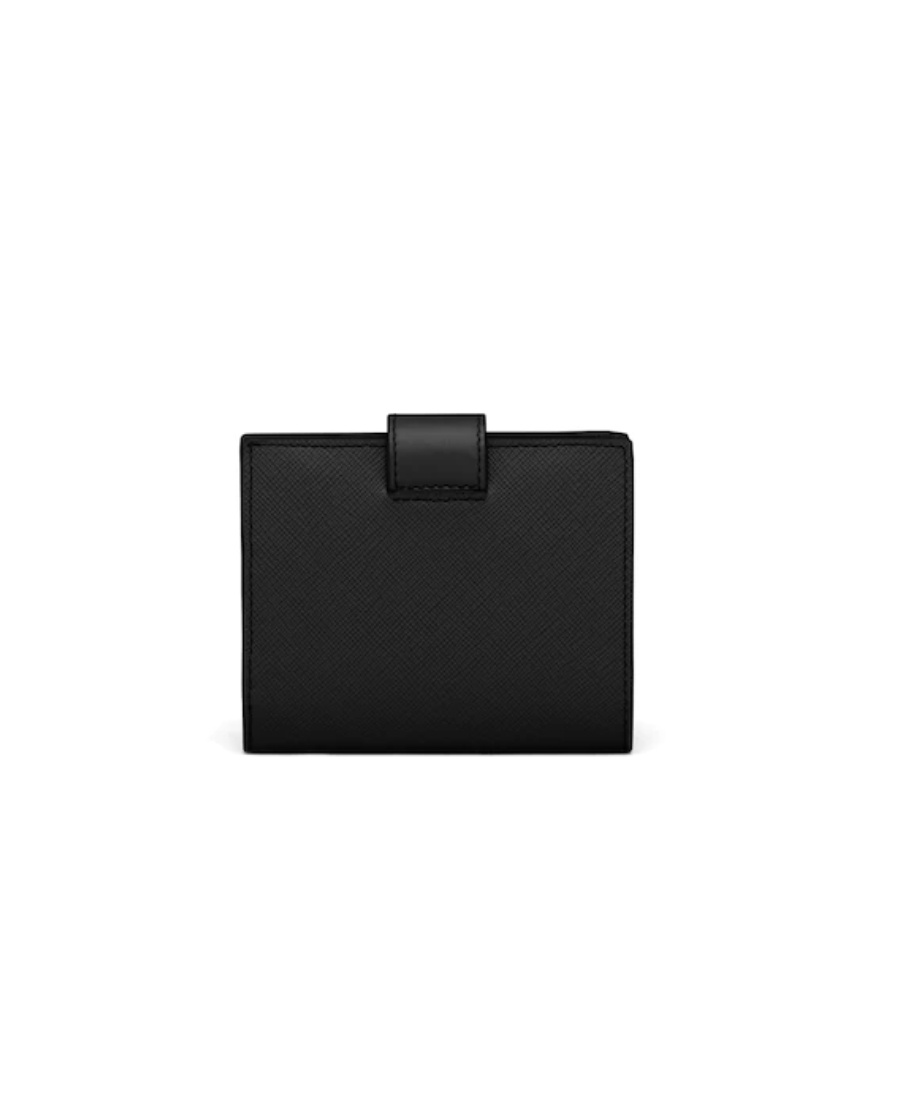 Prada Small Logo-plaque Saffiano Leather Wallet In Black
