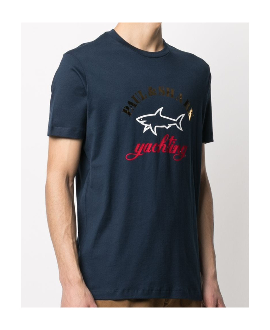 Paul & Shark Shark Logo-embroidered T-shirt In Black