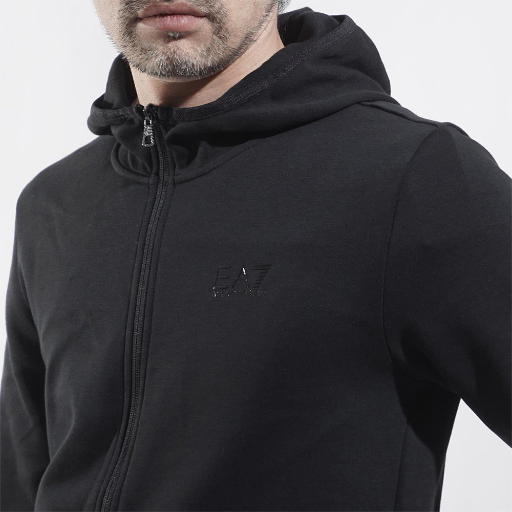 Ea7 Long-sleeved Zipper Casual Jacket In Black