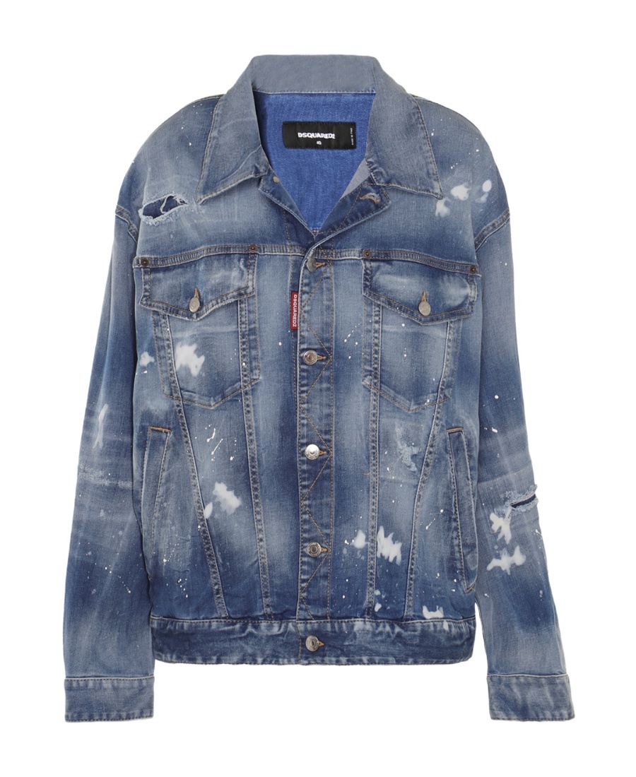Shop Dsquared2 Distressed-effect Denim Jacket In Gray