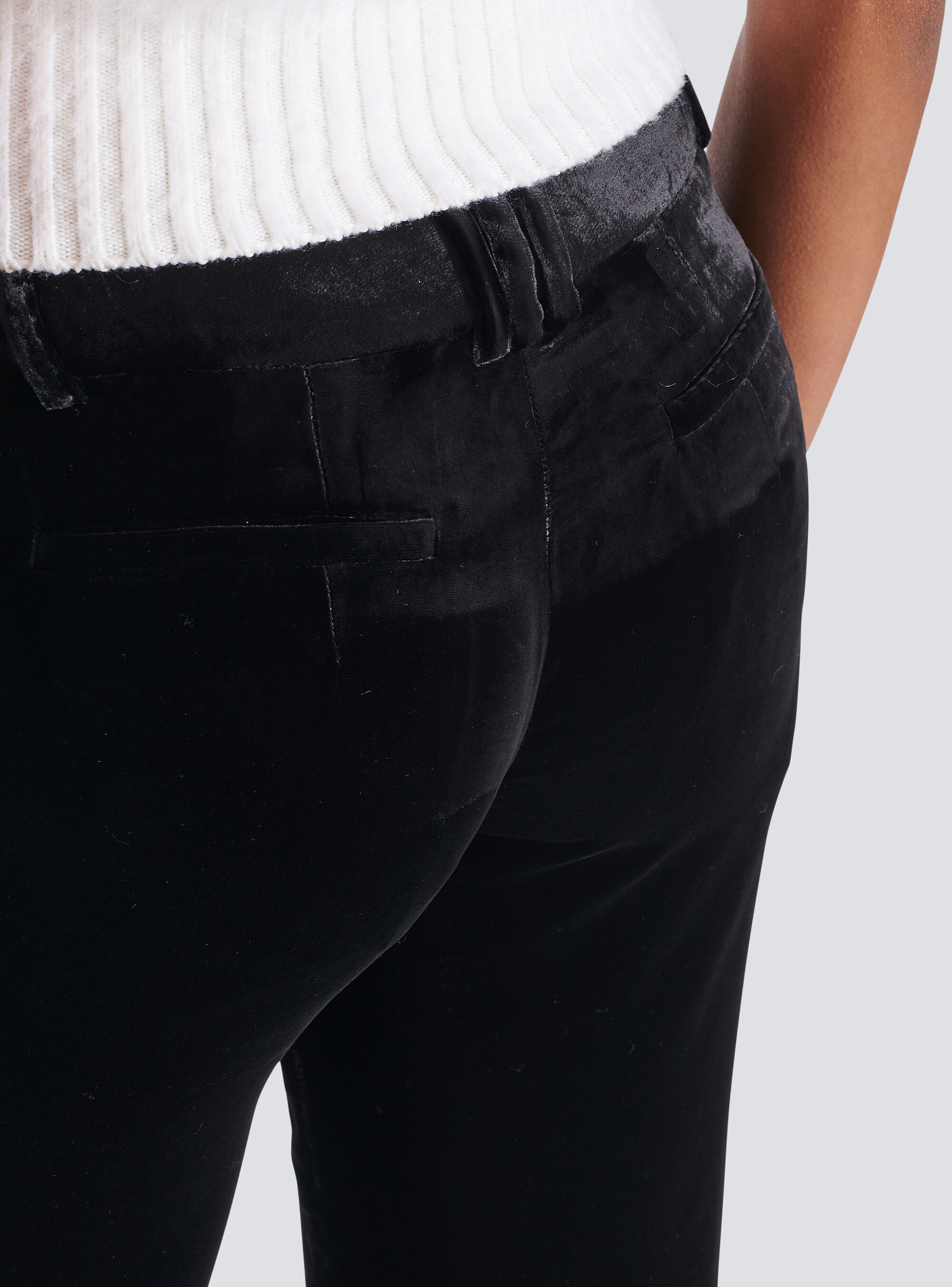 Balmain Cropped Velvet Trousers In Black