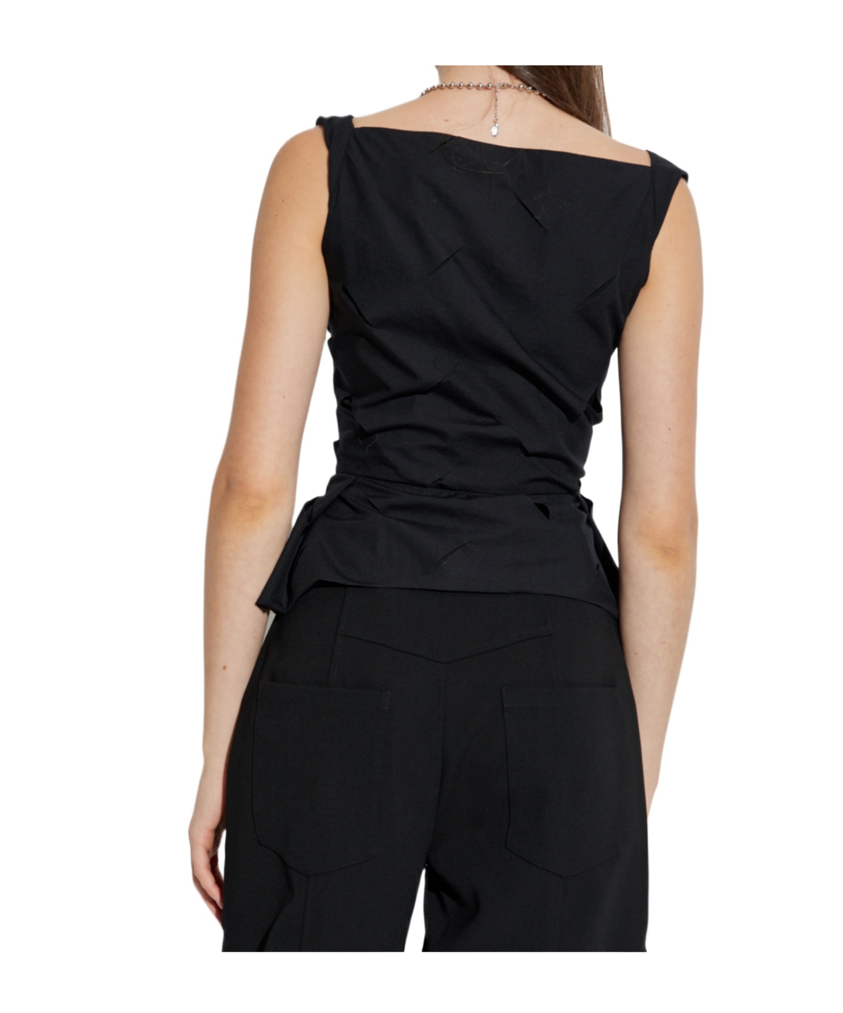 Vivienne Westwood Monday Cotton Vest Silhouette Peplum Sleeveless In Black