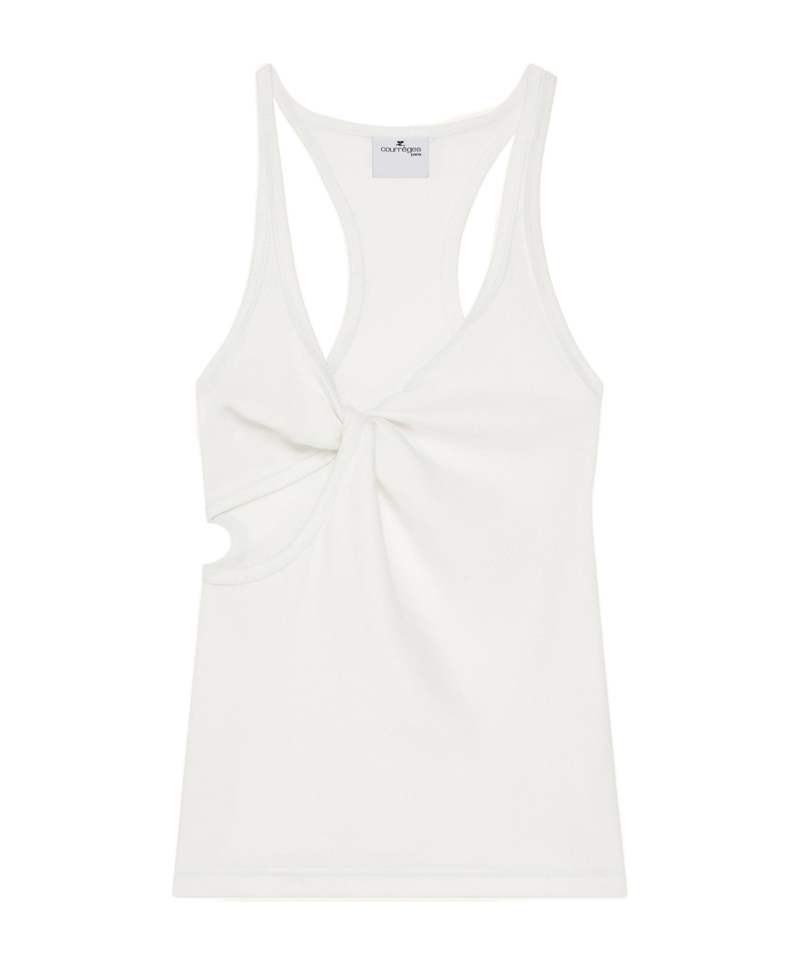 Courrèges Twist-detail Top With Deep V-neckline In White