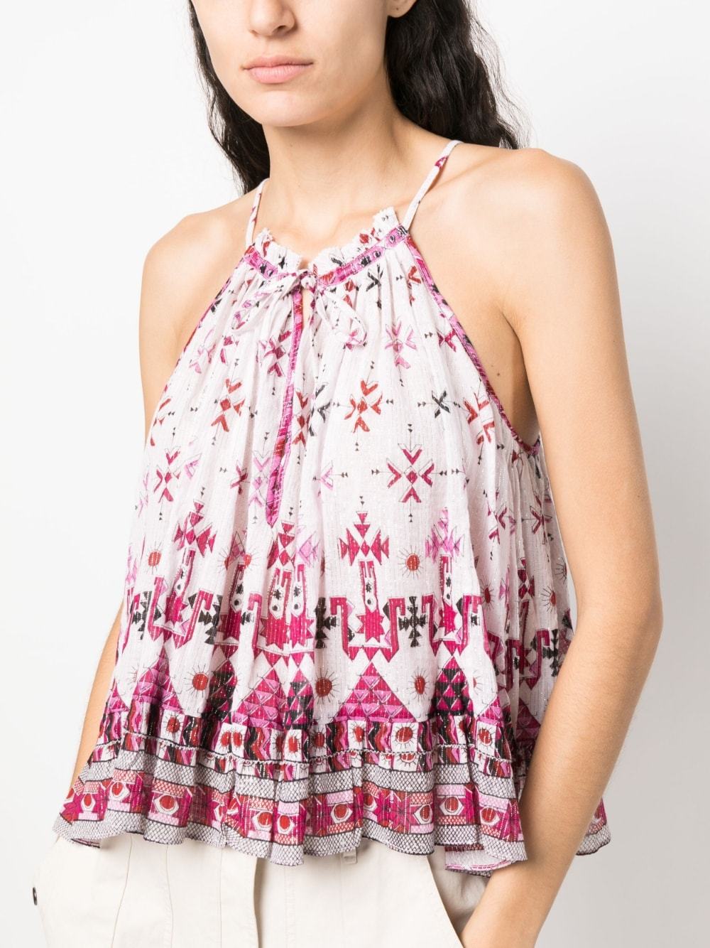 Isabel Marant Étoile Graphic-print Cropped Blouse In White