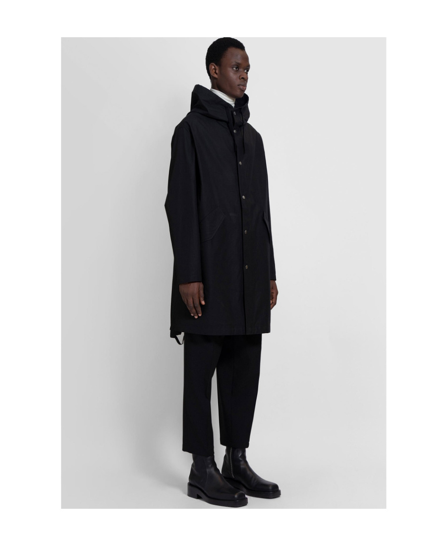 Jil Sander Hooded Cotton Parka In Black