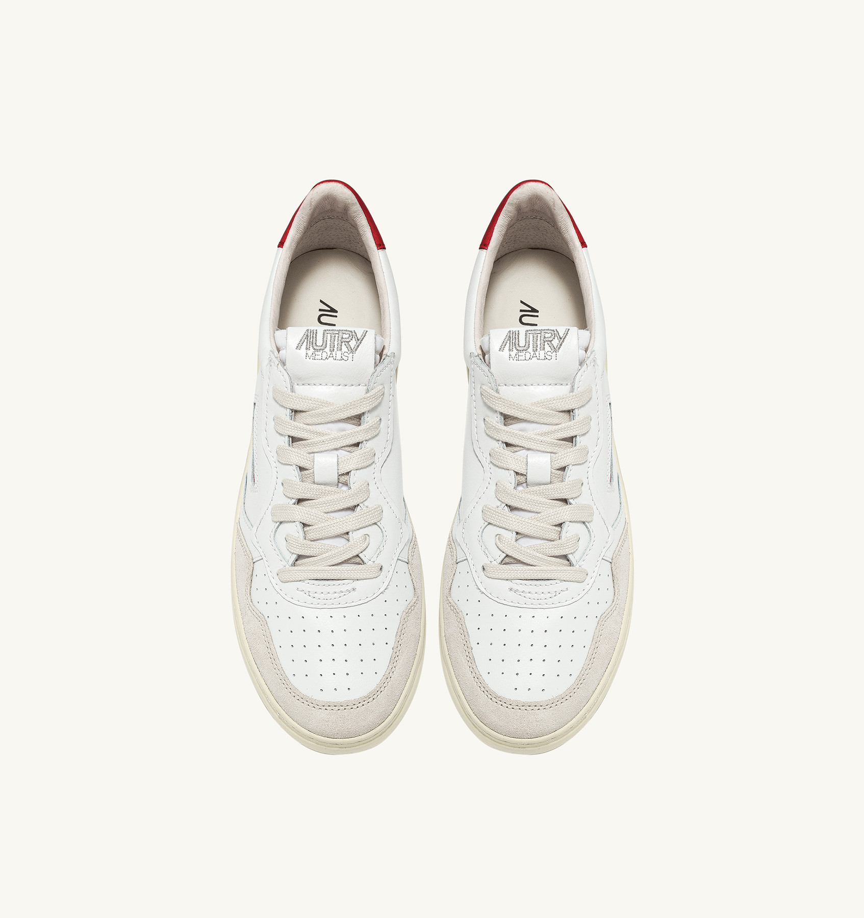 Autry Classic Low-top Sneakers With Textured Panels And Contrasting Heel Tab In Neutral