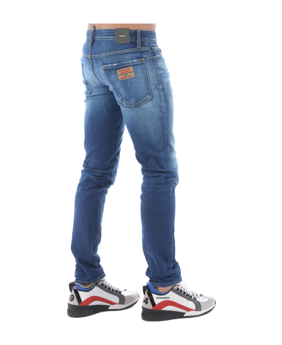 Dsquared2 Distressed Stonewashed Jeans In Blue